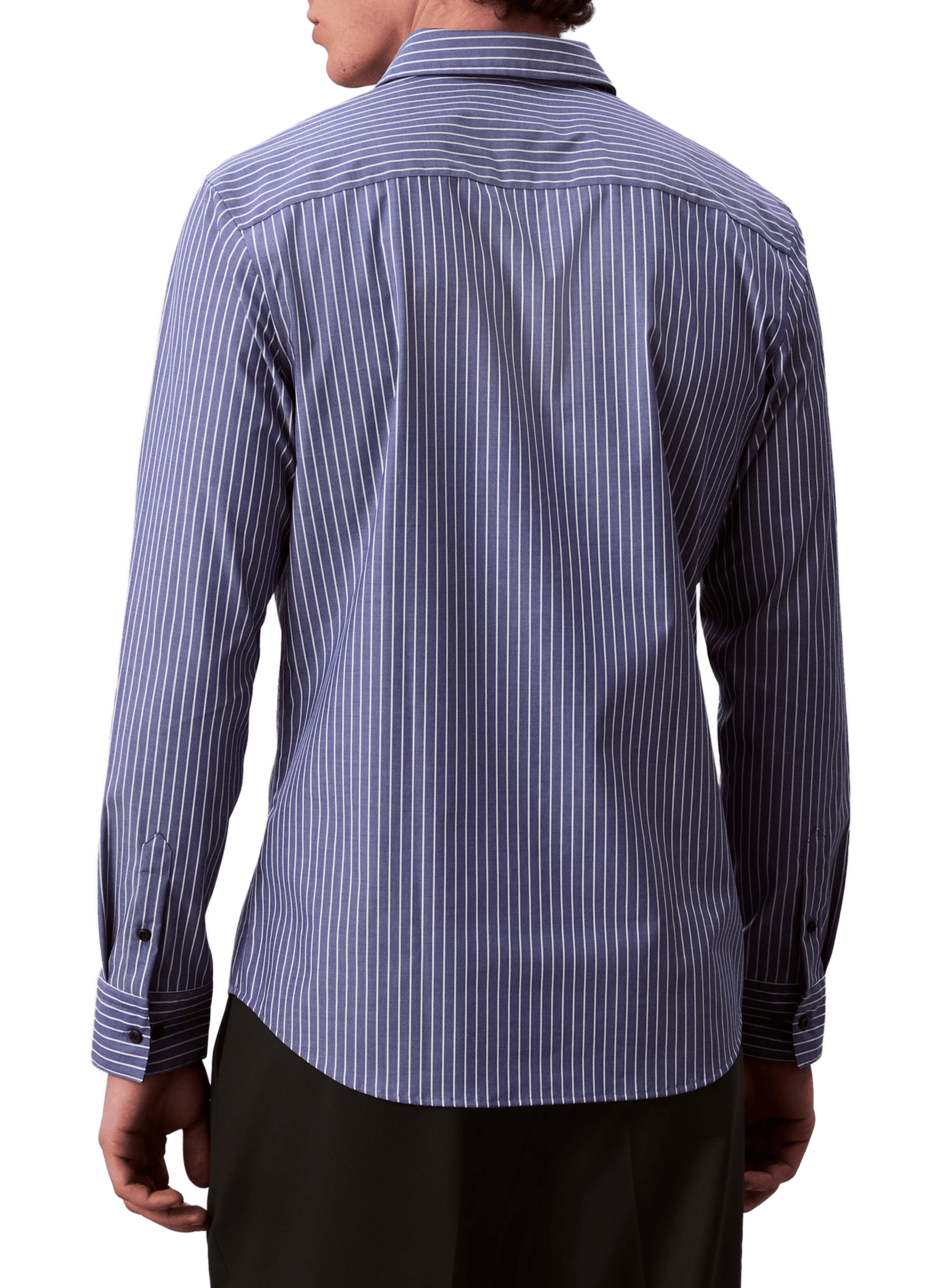 Chemise slim à rayures en coton mélangé CALVIN KLEIN Bleu