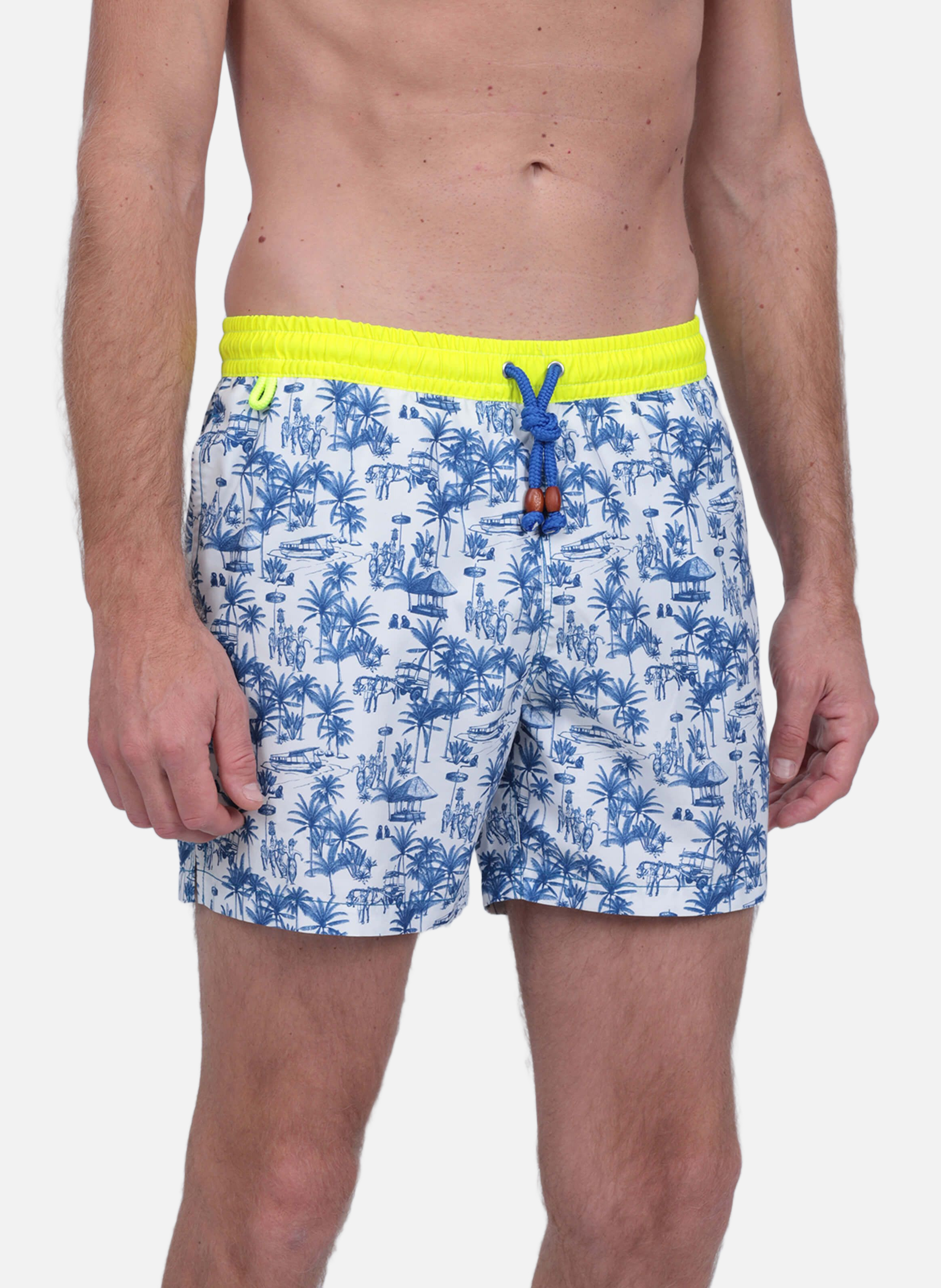 Short de bain   toile balinaise GILI'S Bleu