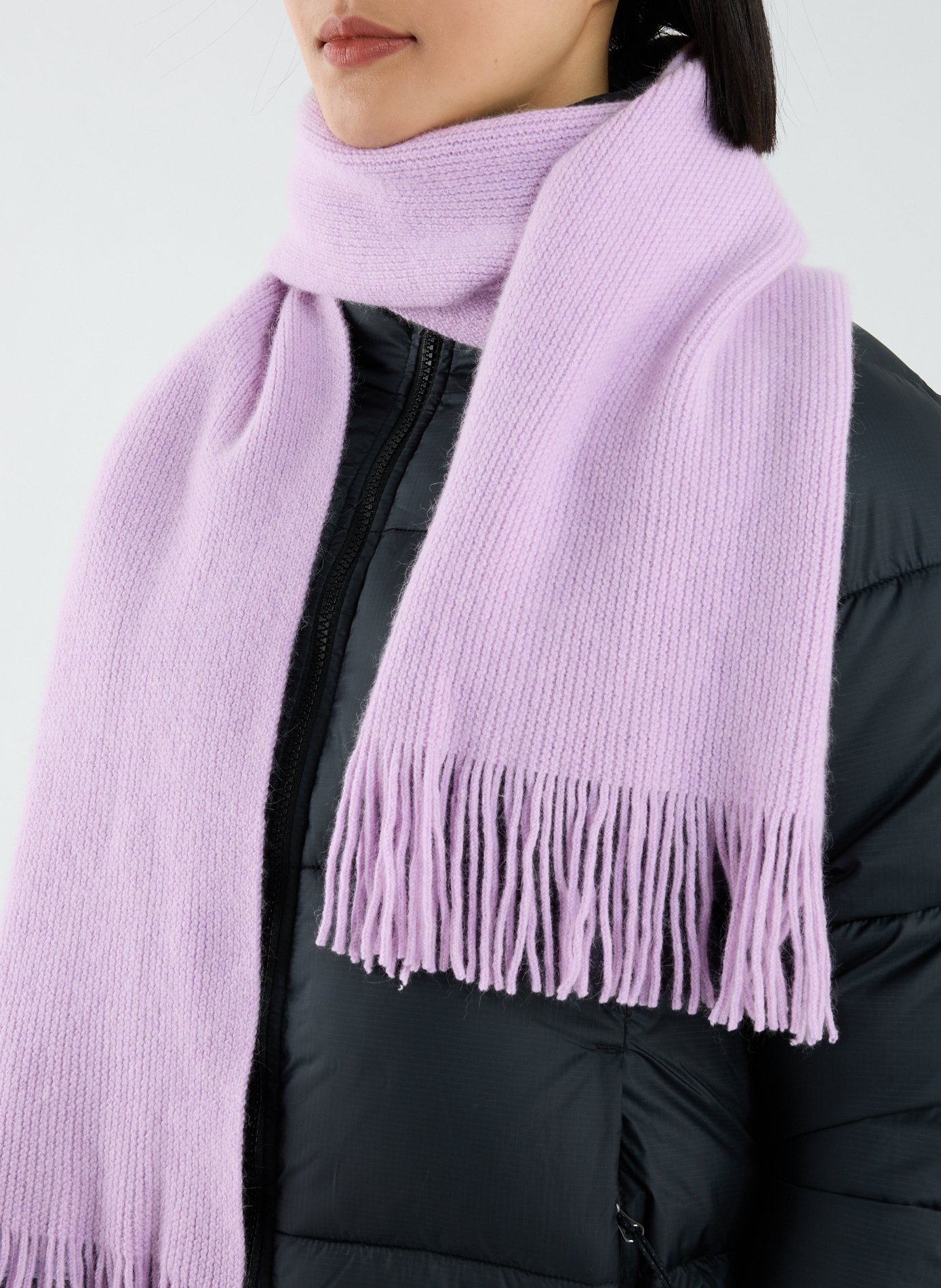 Echarpe bords frangés en laine et angora MACKIE Violet