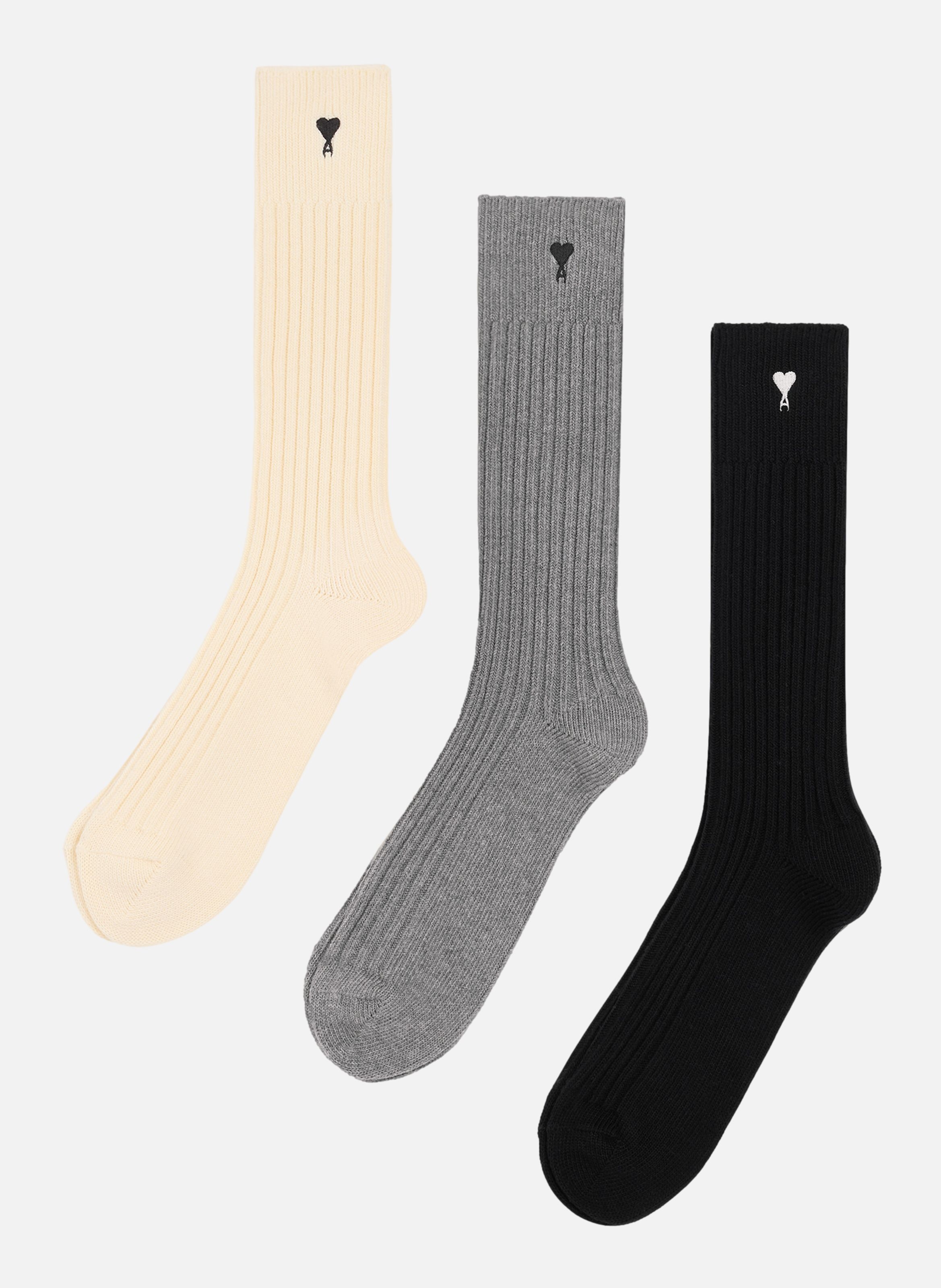 Pack Trois Chaussettes Ami De Coeur Noir unisexes AMI PARIS Multicolore