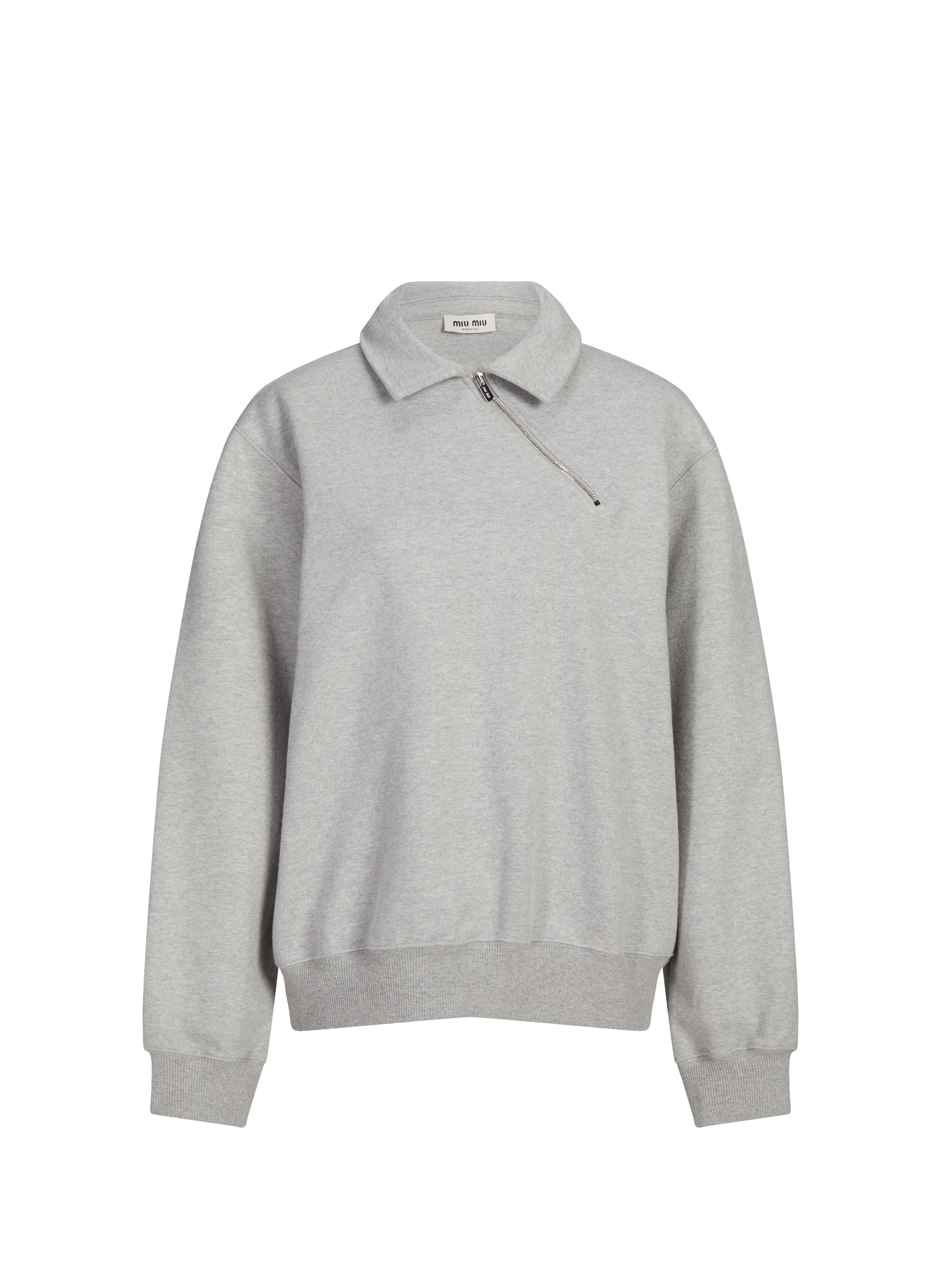 Sweatshirt with classic collar in cotton MIU MIU Grey