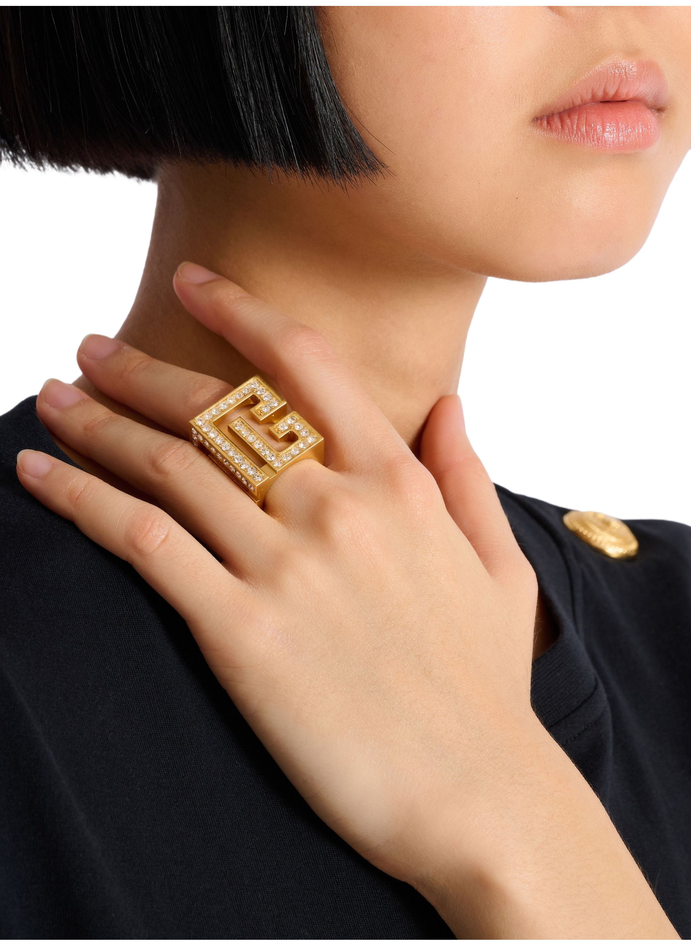 Bague cube à strass pb 3d BALMAIN Argent