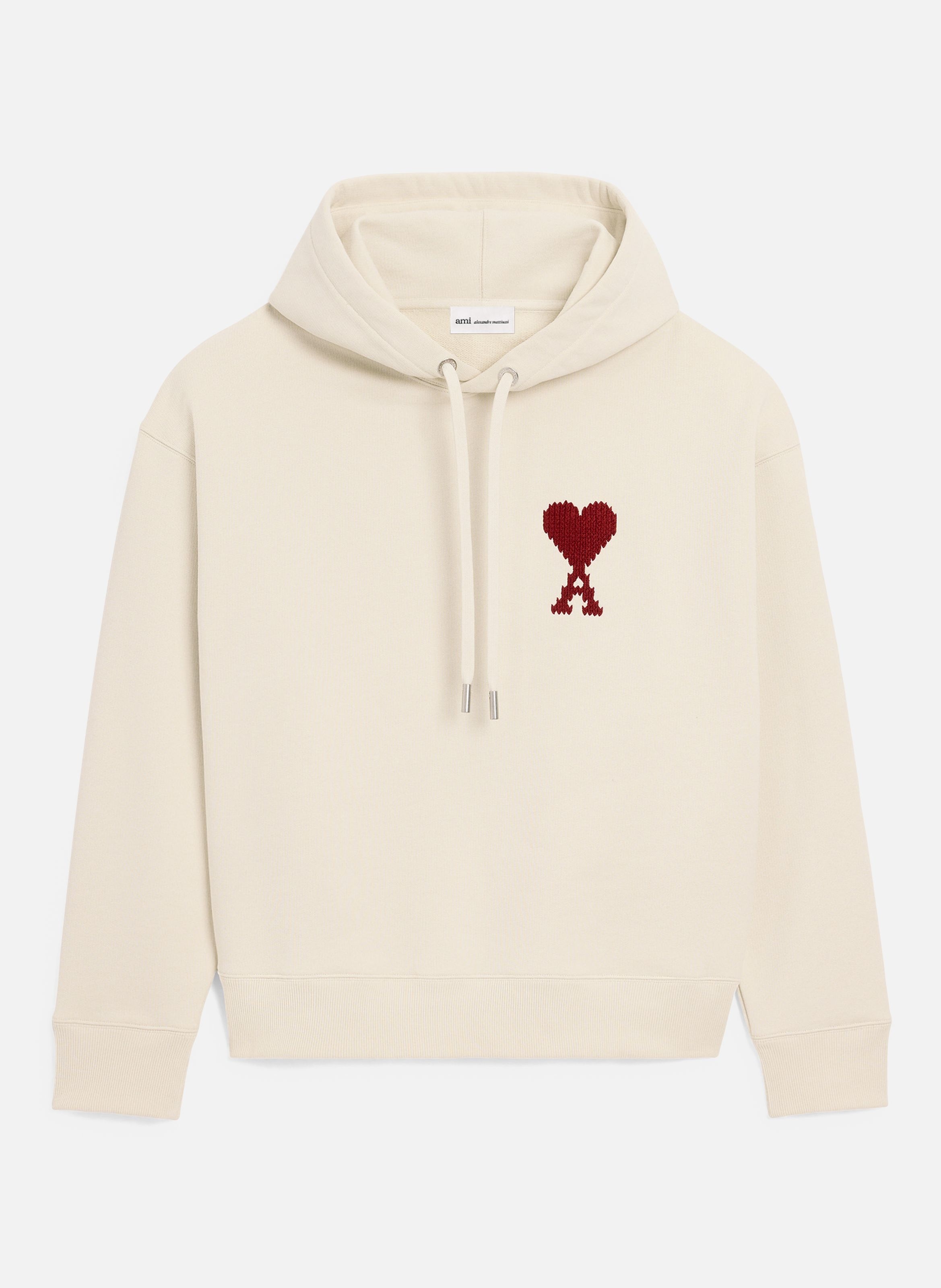 Hoodie broderie ami de coeur unisexe en coton AMI PARIS Blanc