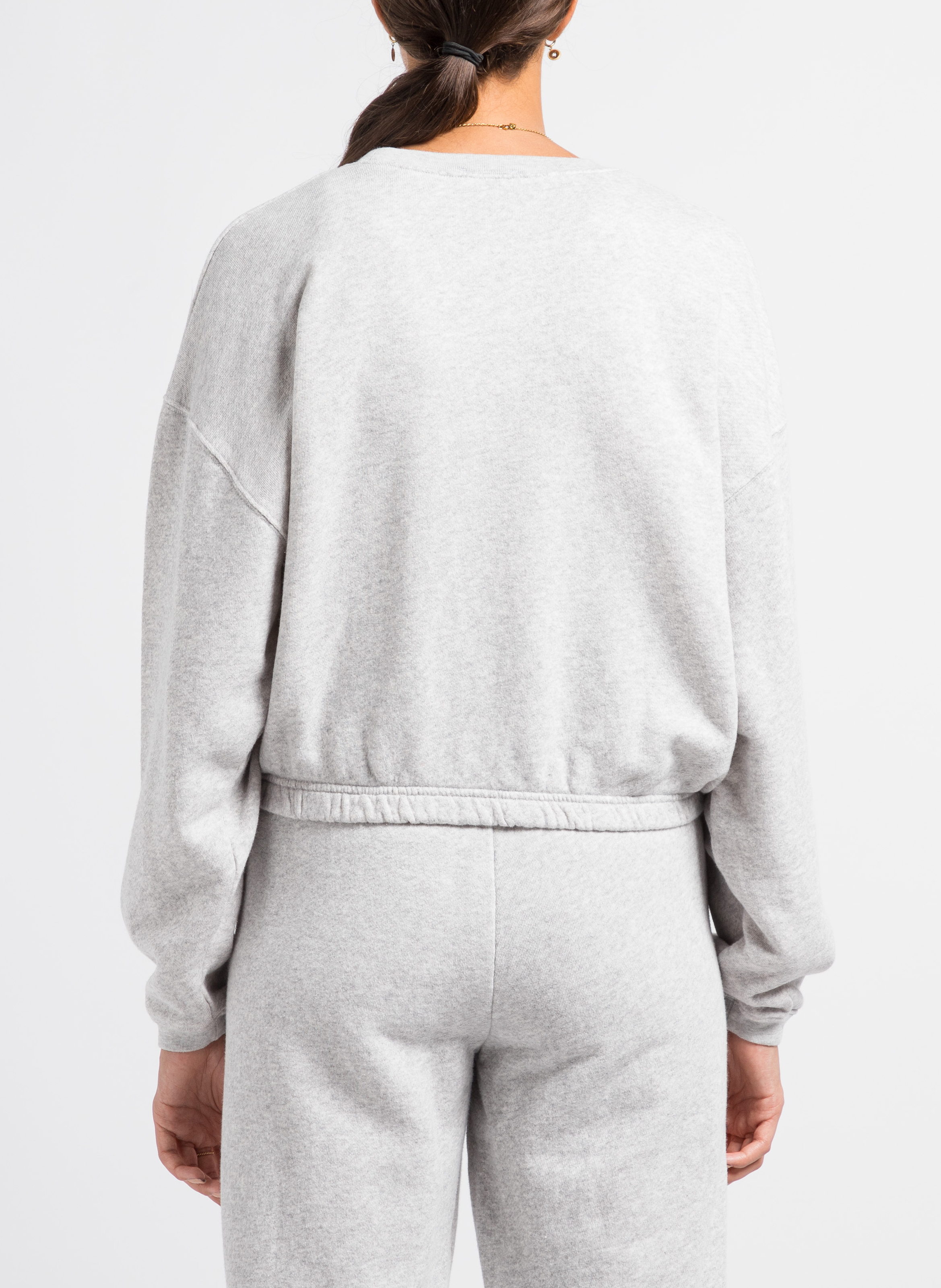 Pull col rond sérigraphié en coton kodytown AMERICAN VINTAGE Gris