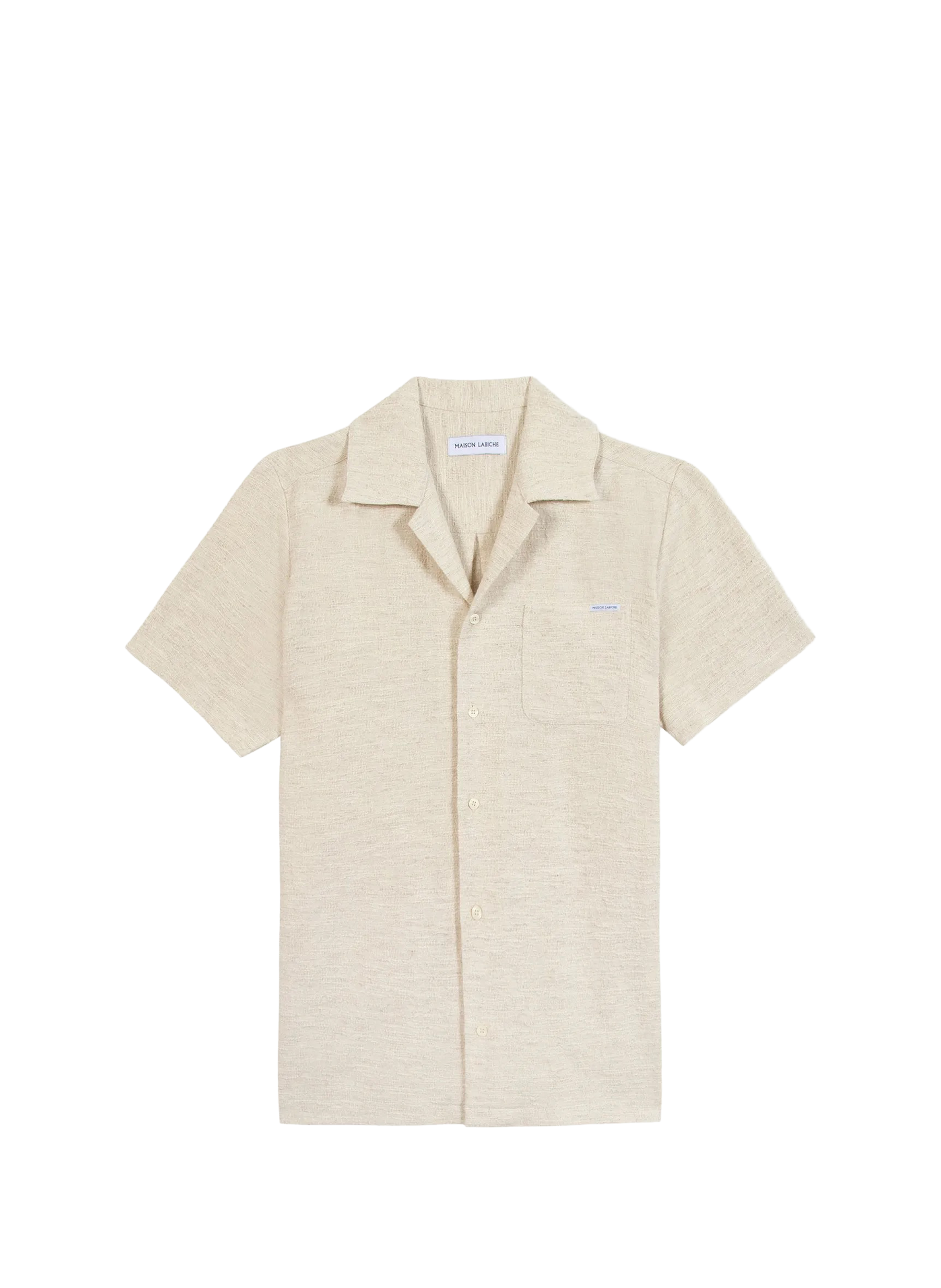 Chemise Germain à manches courtes en coton et lin MAISON LABICHE Beige