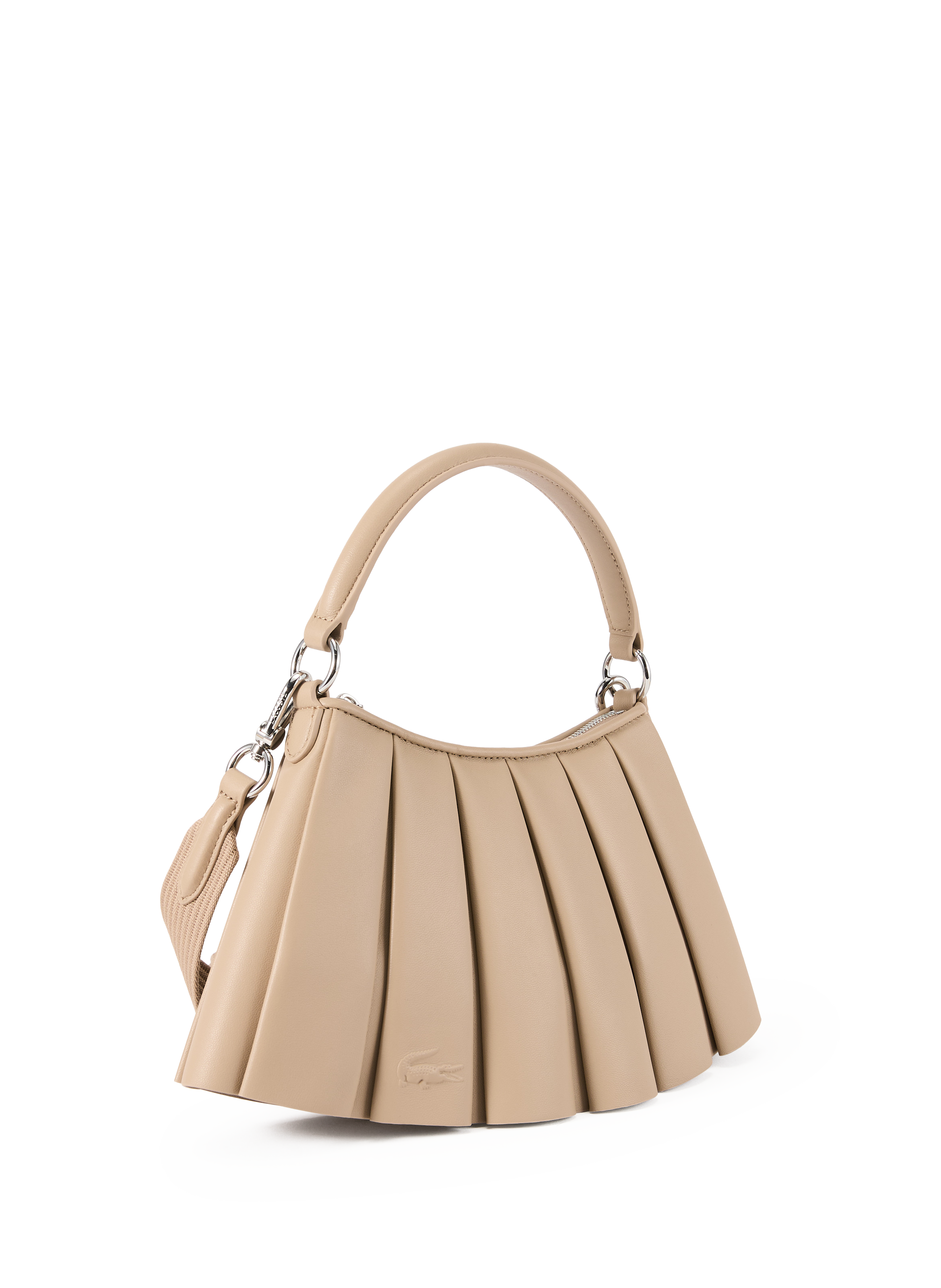 Pleated leather bag LACOSTE Black