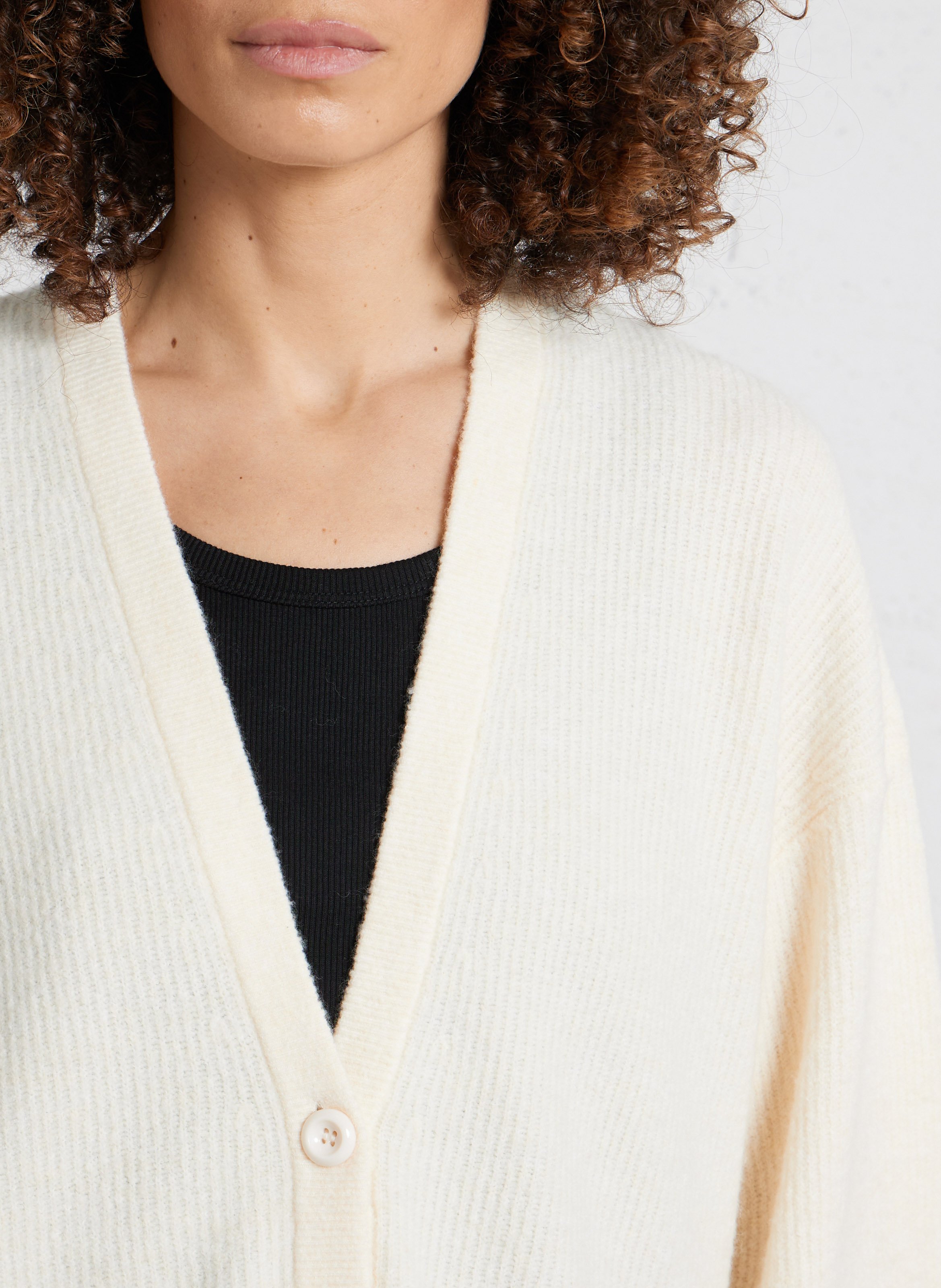 Gilet oversize col rond en maille damsville AMERICAN VINTAGE Beige