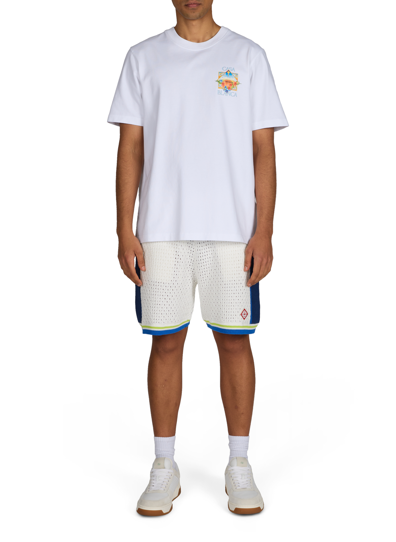 Cotton blend knit straight shorts. CASABLANCA PARIS Multicolour