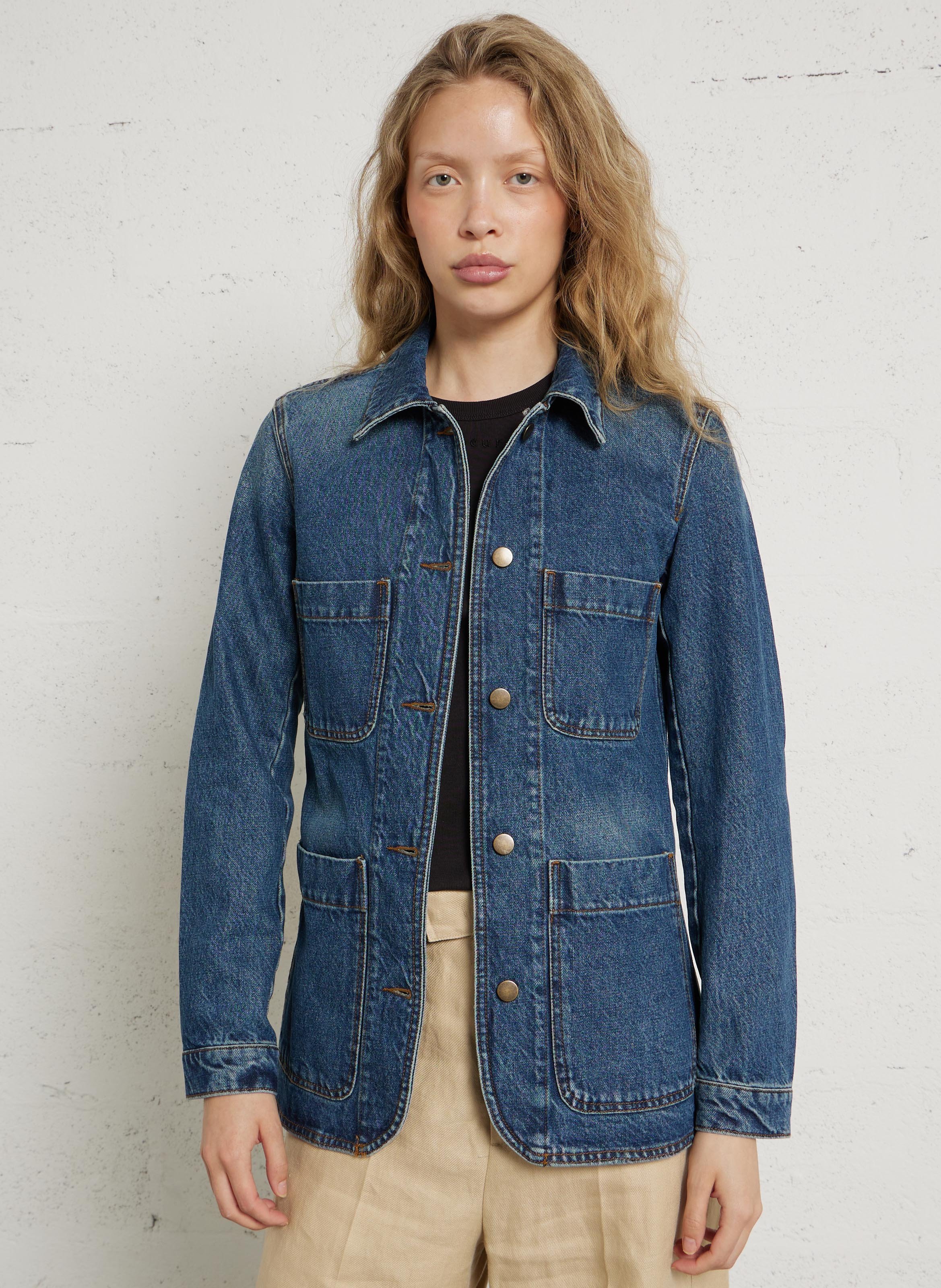 Veste en jean cintrée en coton garry SOEUR Bleu