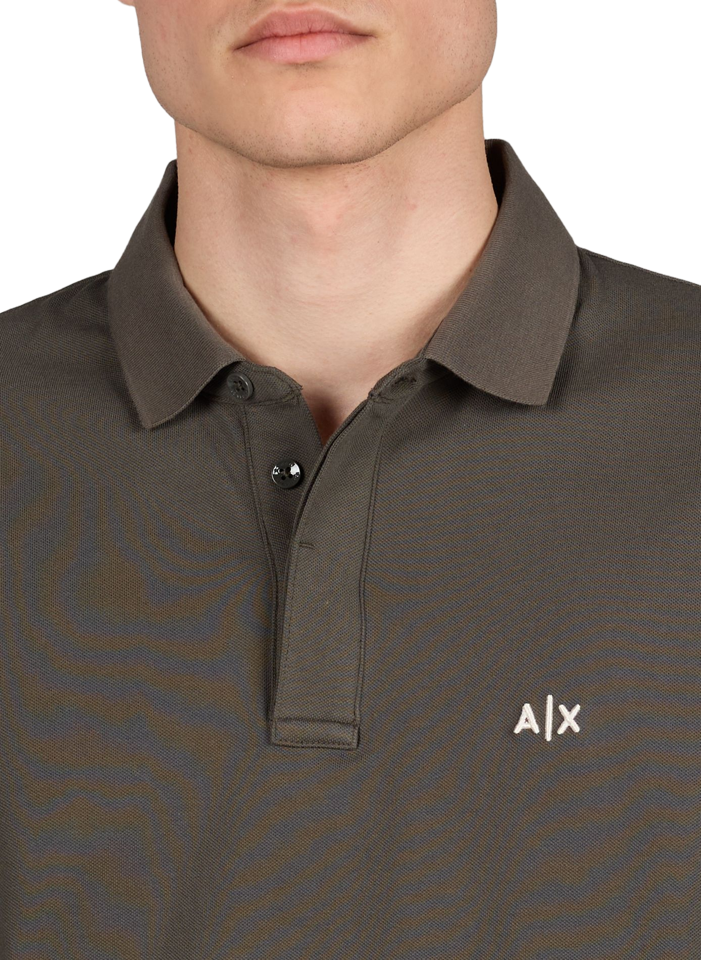 Lange mouwen polo van gemengd katoen. ARMANI EXCHANGE Kaki