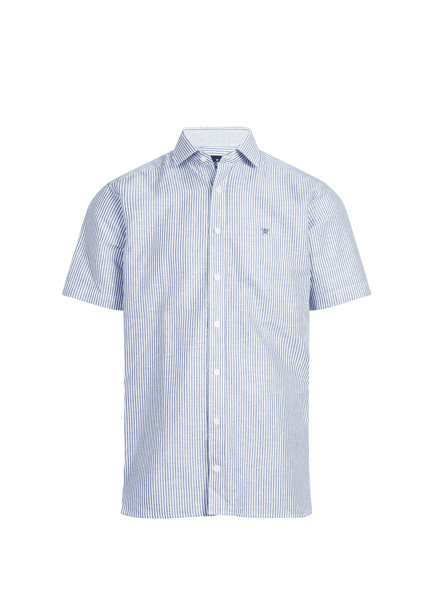 Chemise manches courtes à rayures en lin HACKETT Blue