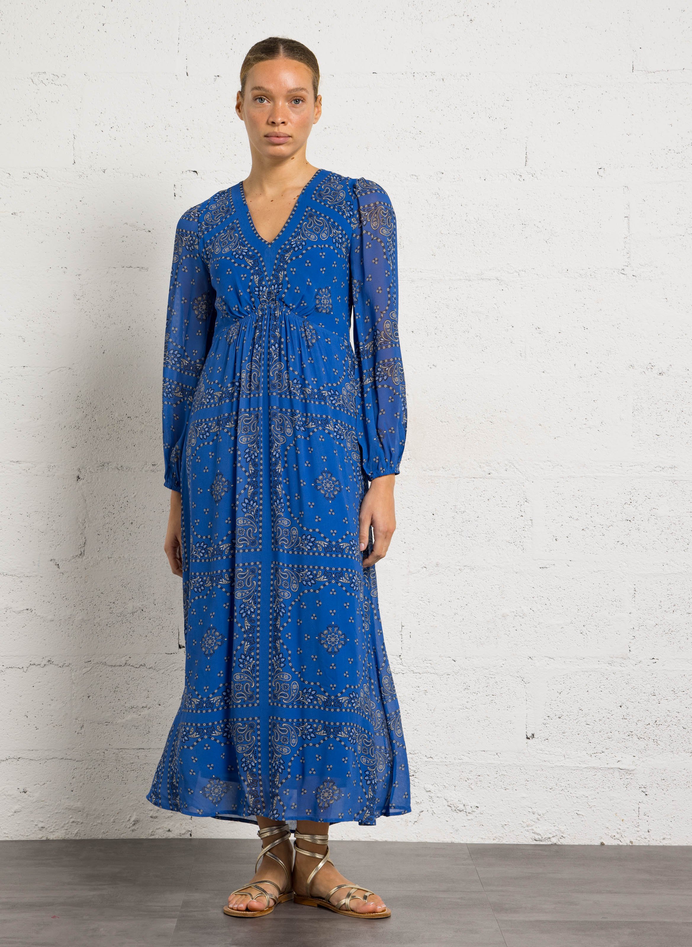 Robe longue col v imprimée blandine MAISON 123 Violet