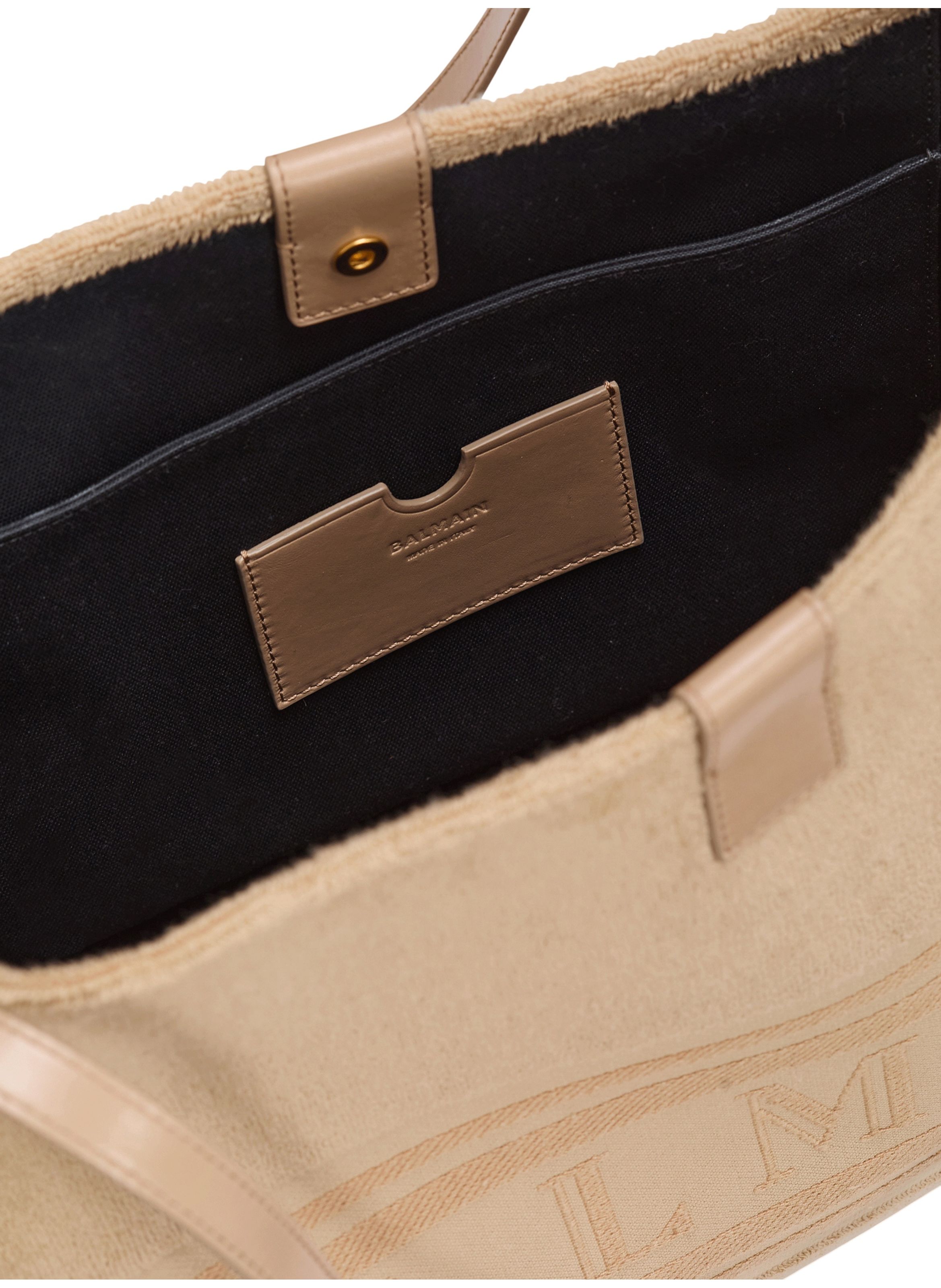 Sac cabas release medium en coton bouclette BALMAIN Beige