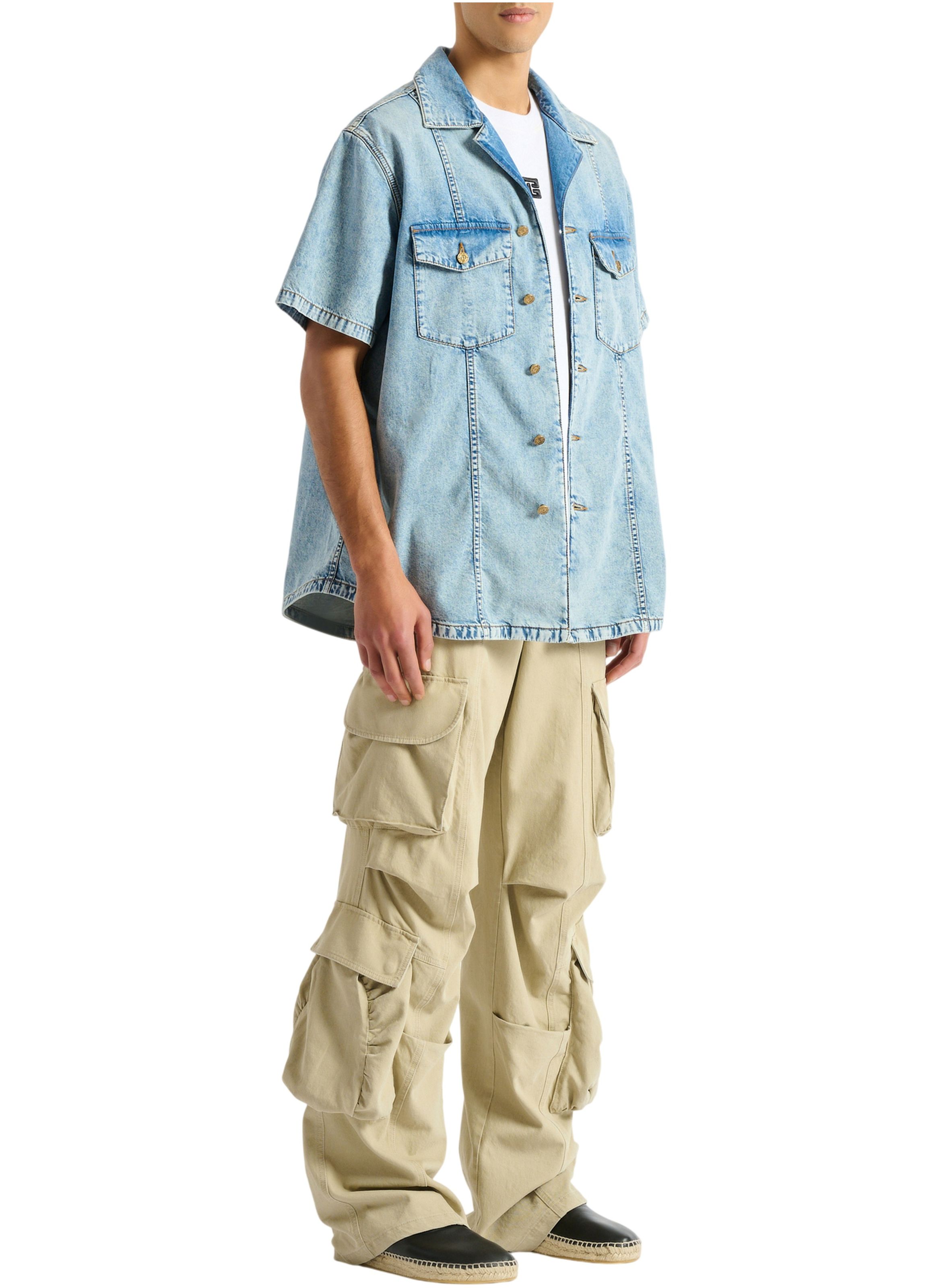 Chemise en denim délavé light blue BALMAIN Bleu