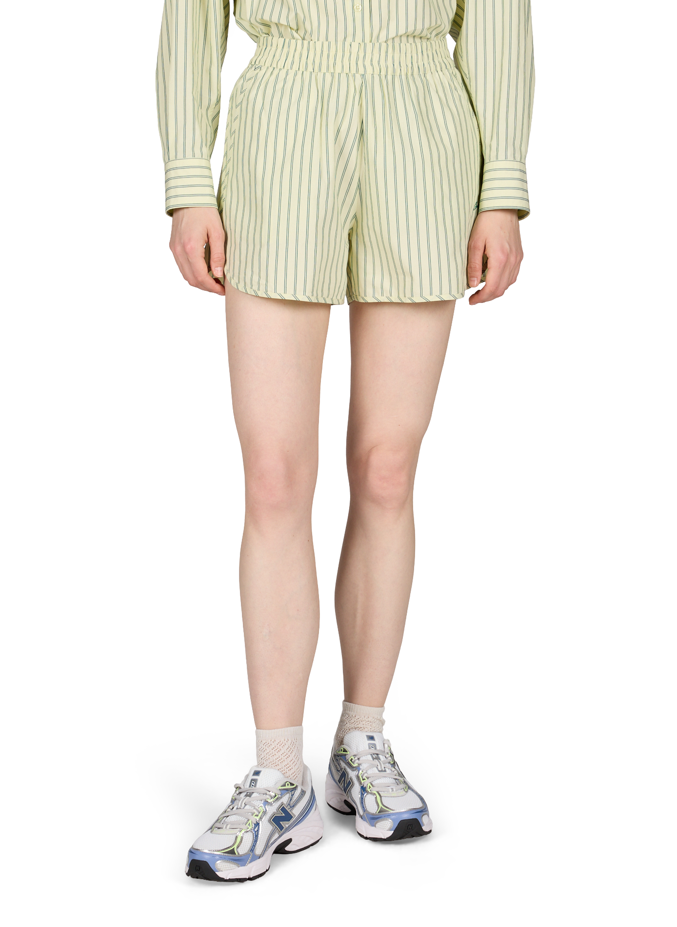 Short amplio a rayas de algodón BOSS Verde