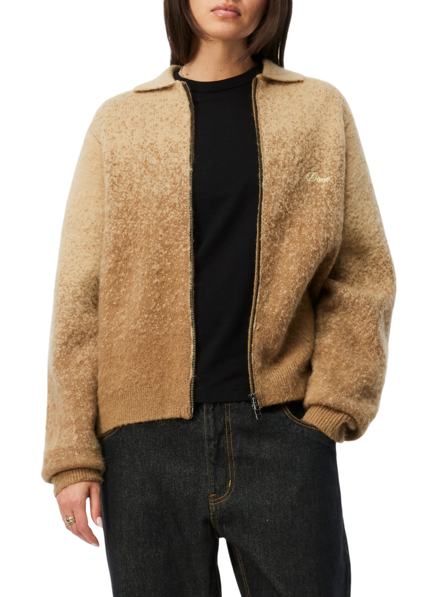 Pull zippé effet tie and dye DIME Beige