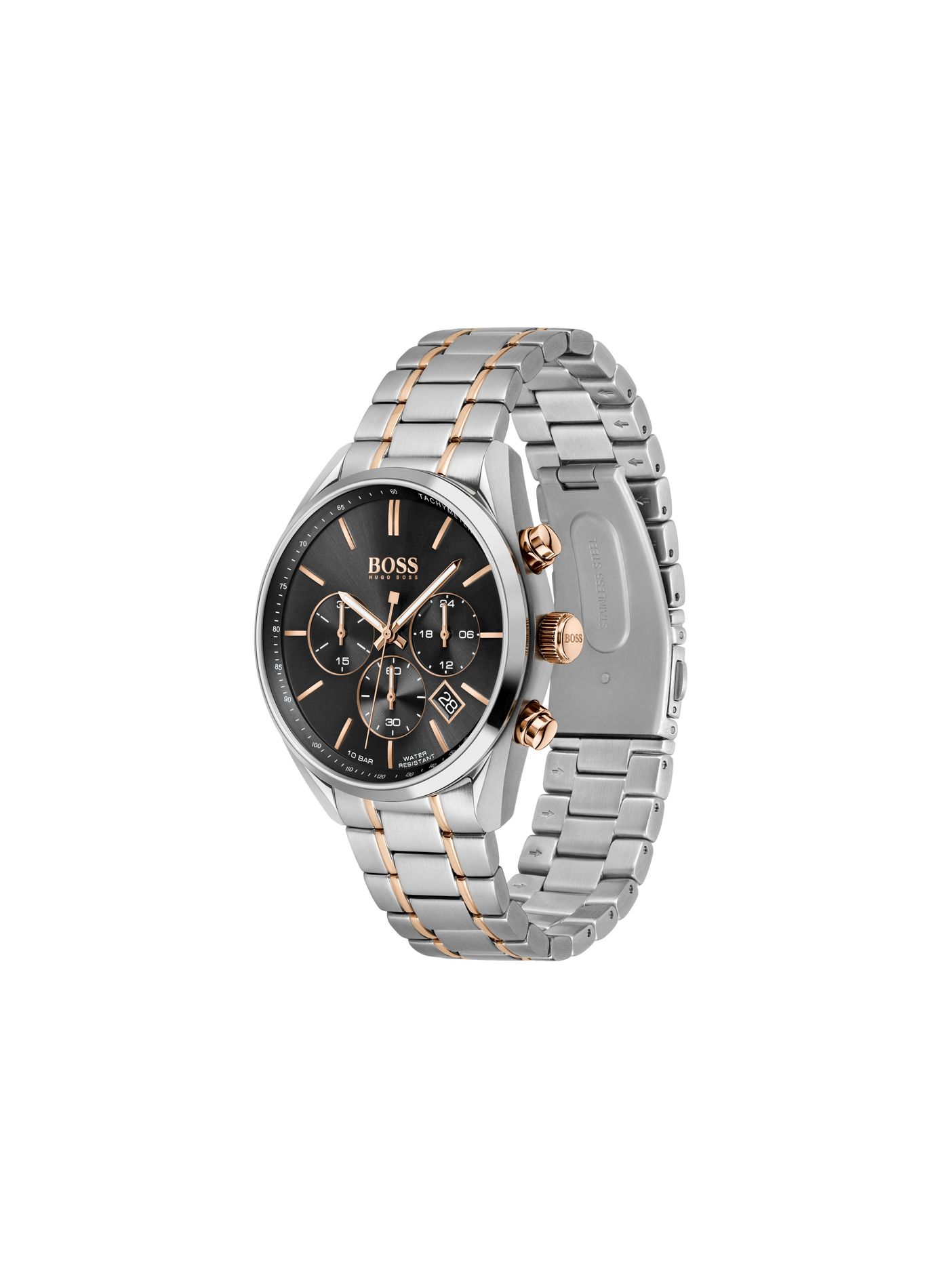 Montre quartz Champion en acier inoxydable BOSS MONTRES Noir