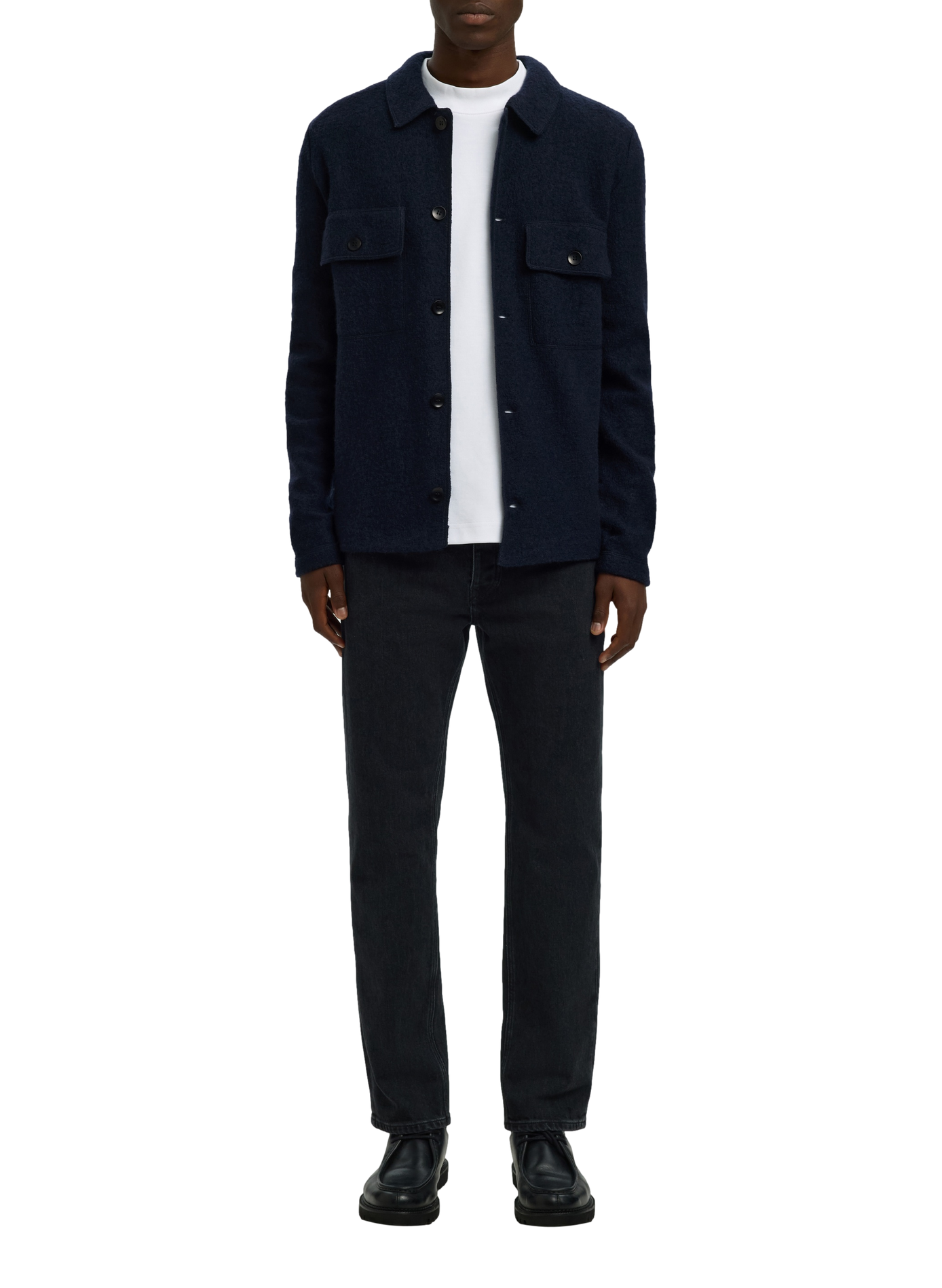 Cardigan with classic wool collar SELECTED Blue