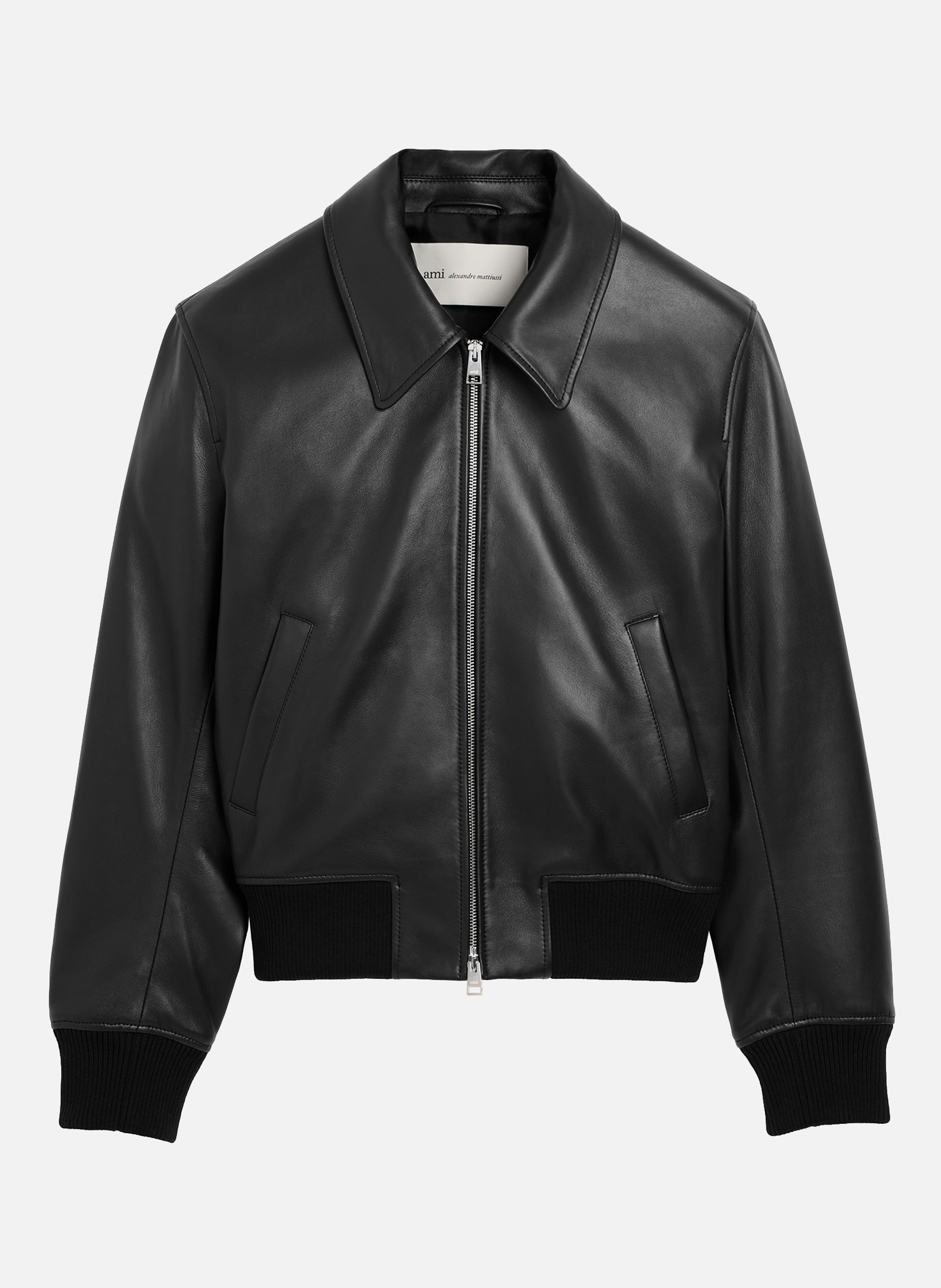Blouson en cuir d'agneau AMI PARIS Noir