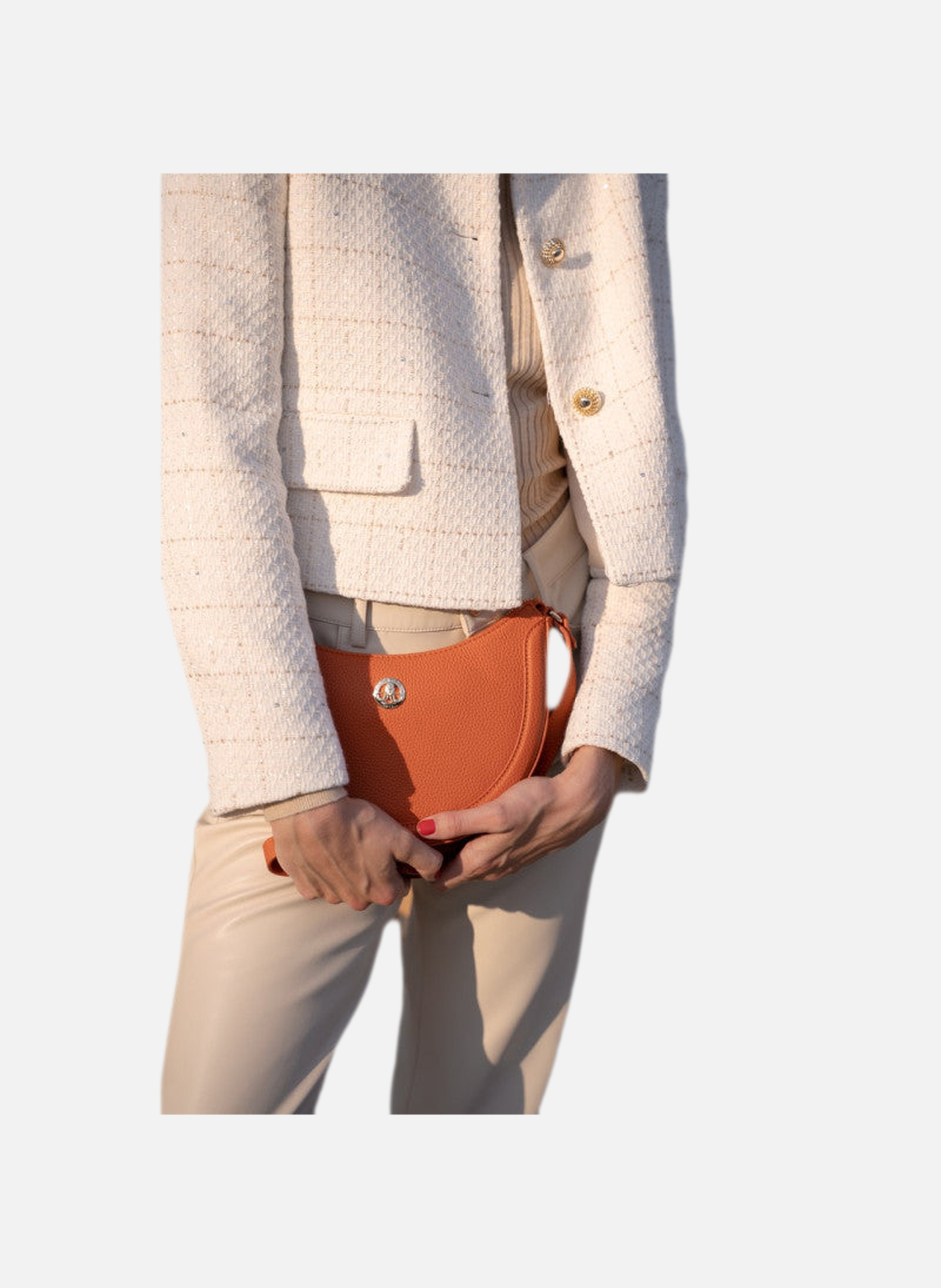 Image | sac porté épaule en cuir de vachette POURCHET Orange