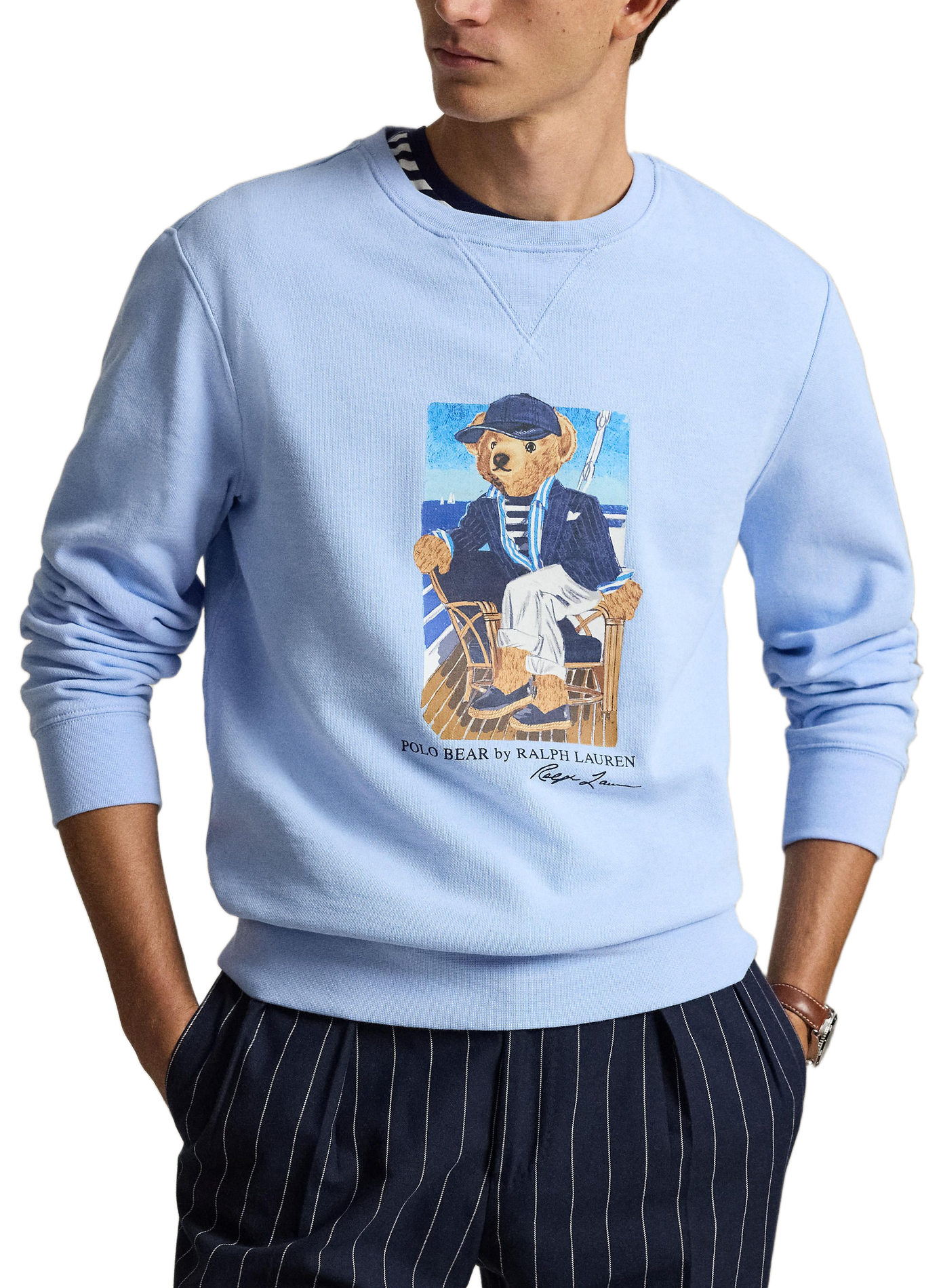 Sweat col rond Polo Bear en coton mélangé POLO RALPH LAUREN Bleu