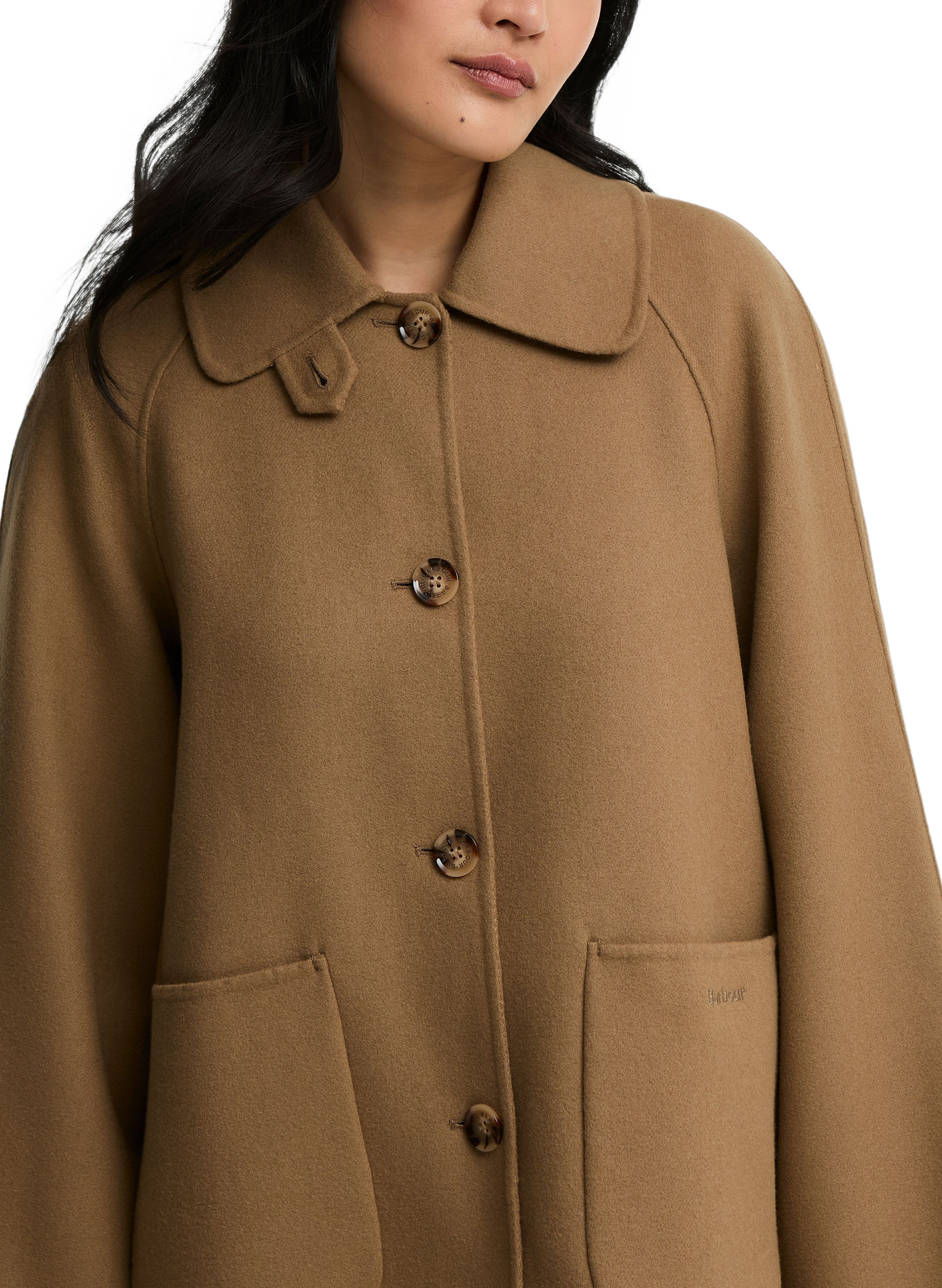 Gerader Mantel mit klassischem Kragen und abnehmbarer Cape aus Wollmischung. BARBOUR Beige