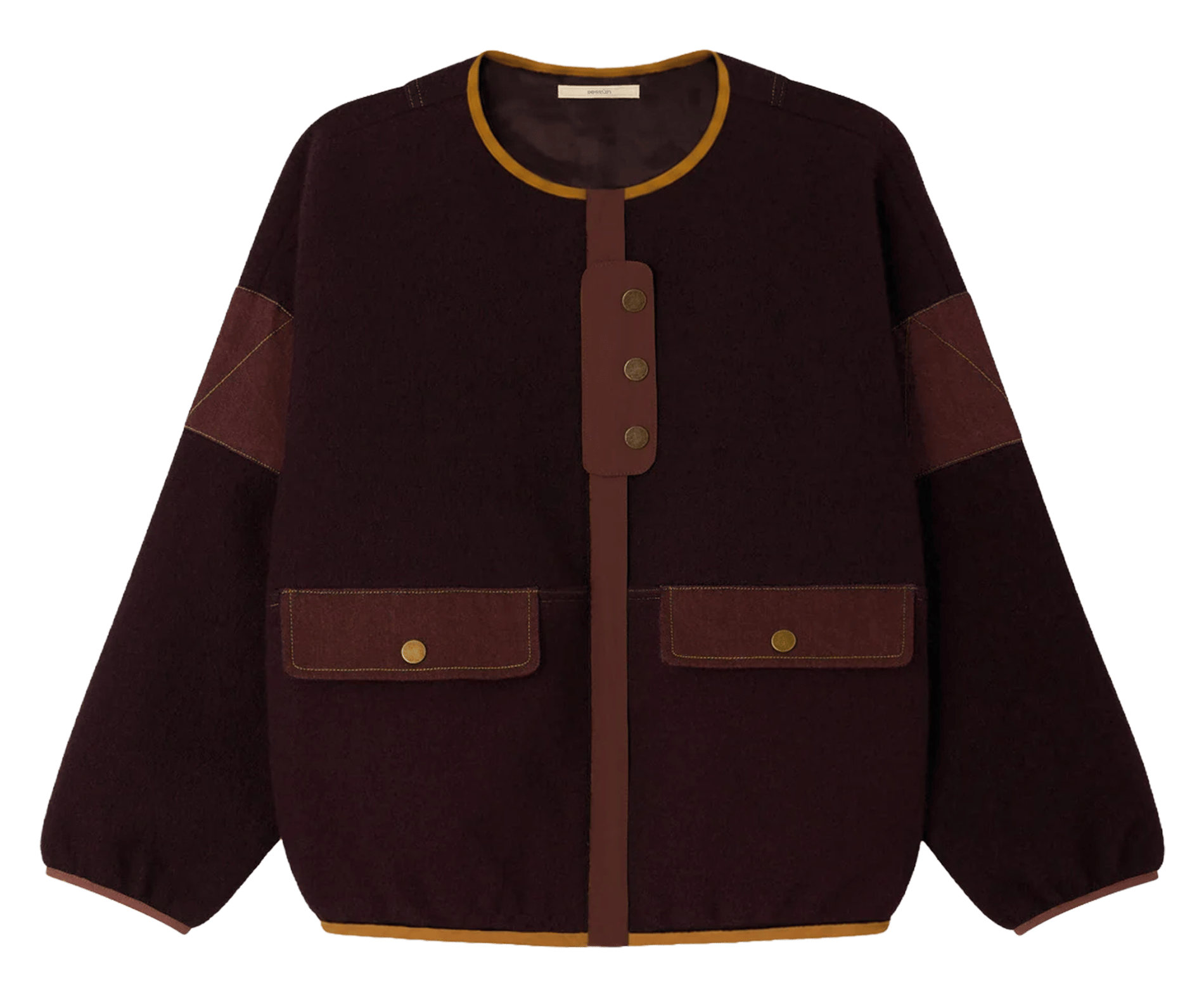 Veste ronde à détails denim en laine cold night SESSUN Marron