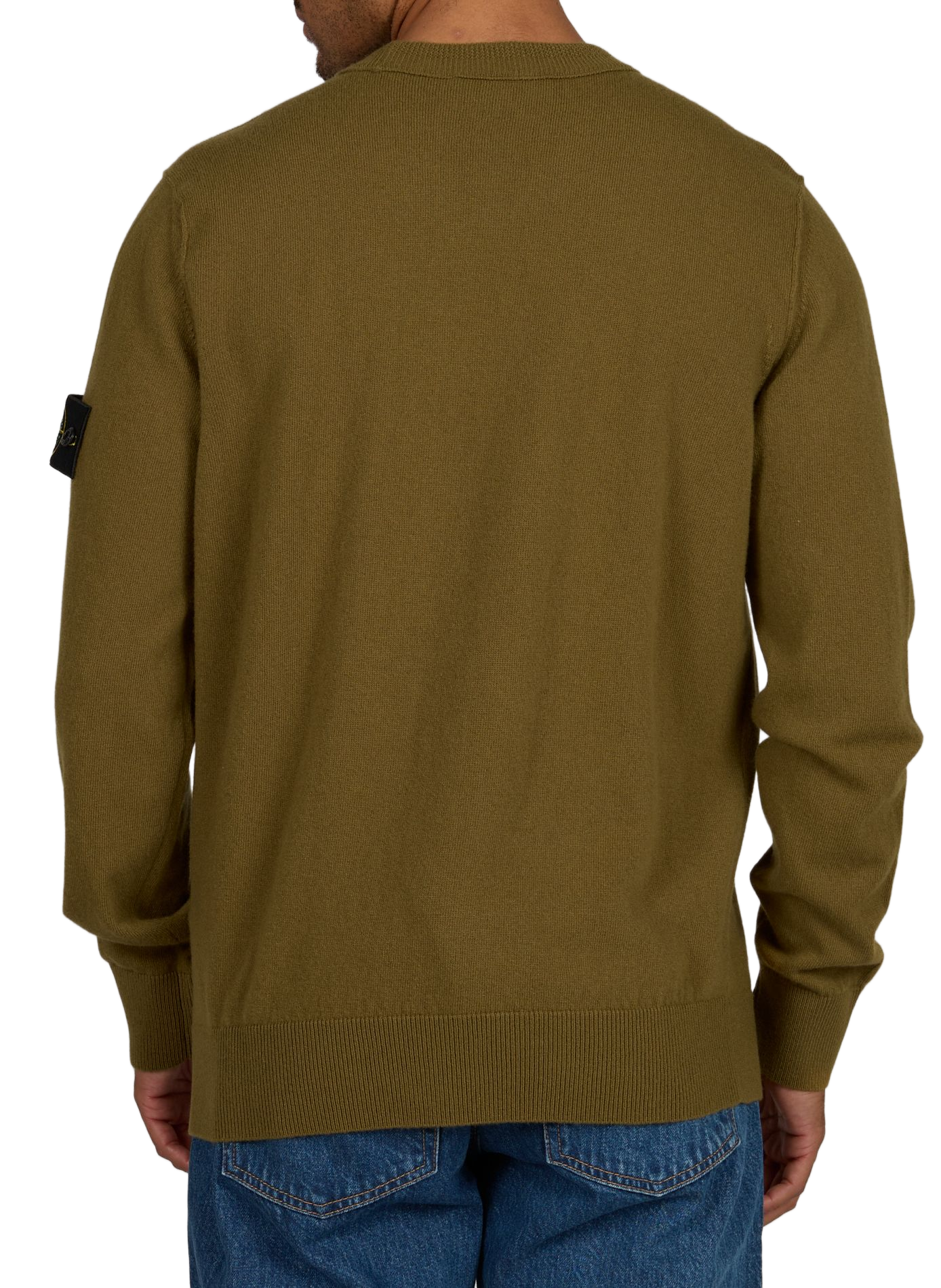 Maglione diritto a collo tondo in lana STONE ISLAND Kaki
