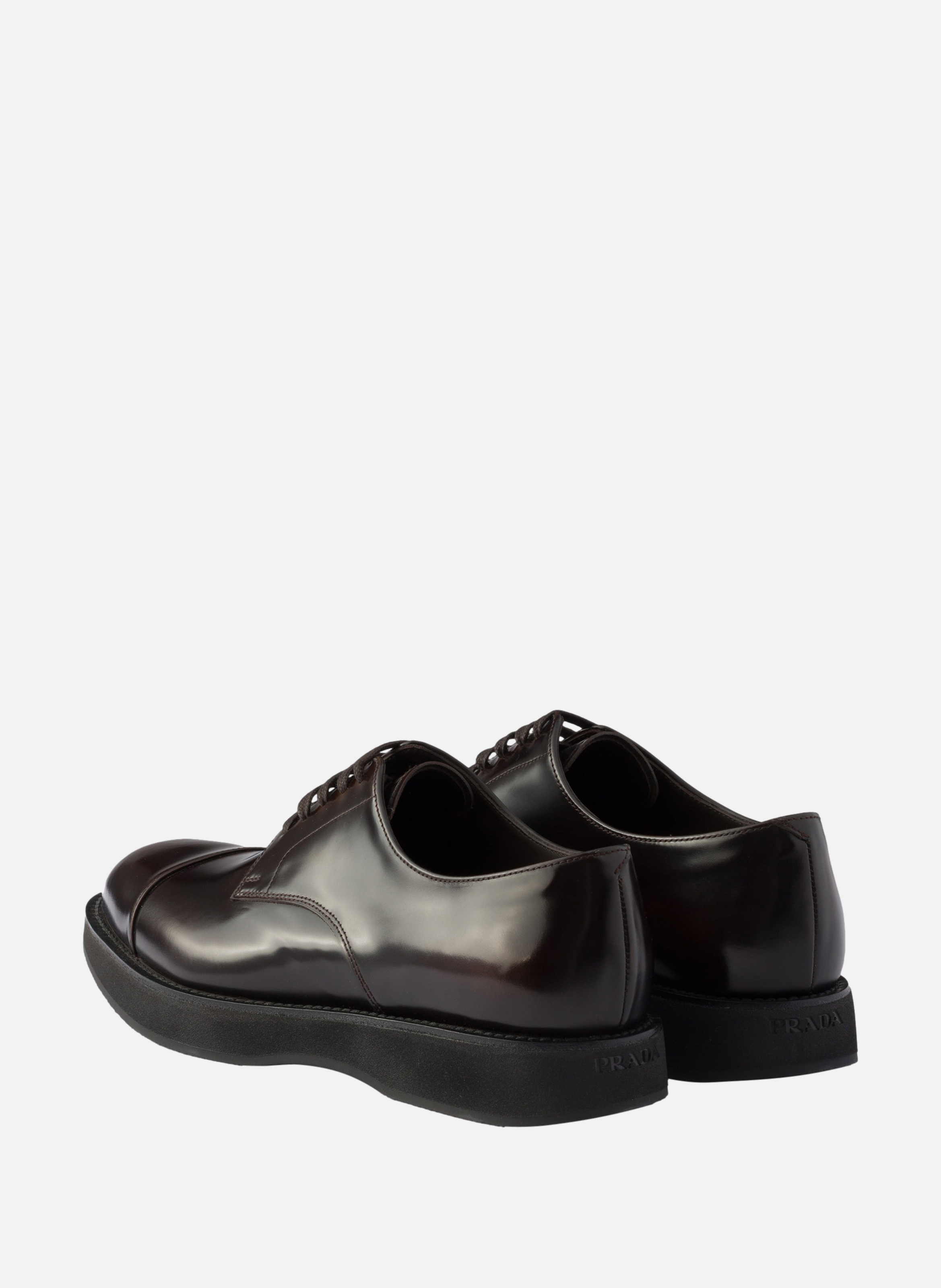 Chaussures à lacets en cuir brossé PRADA Marron