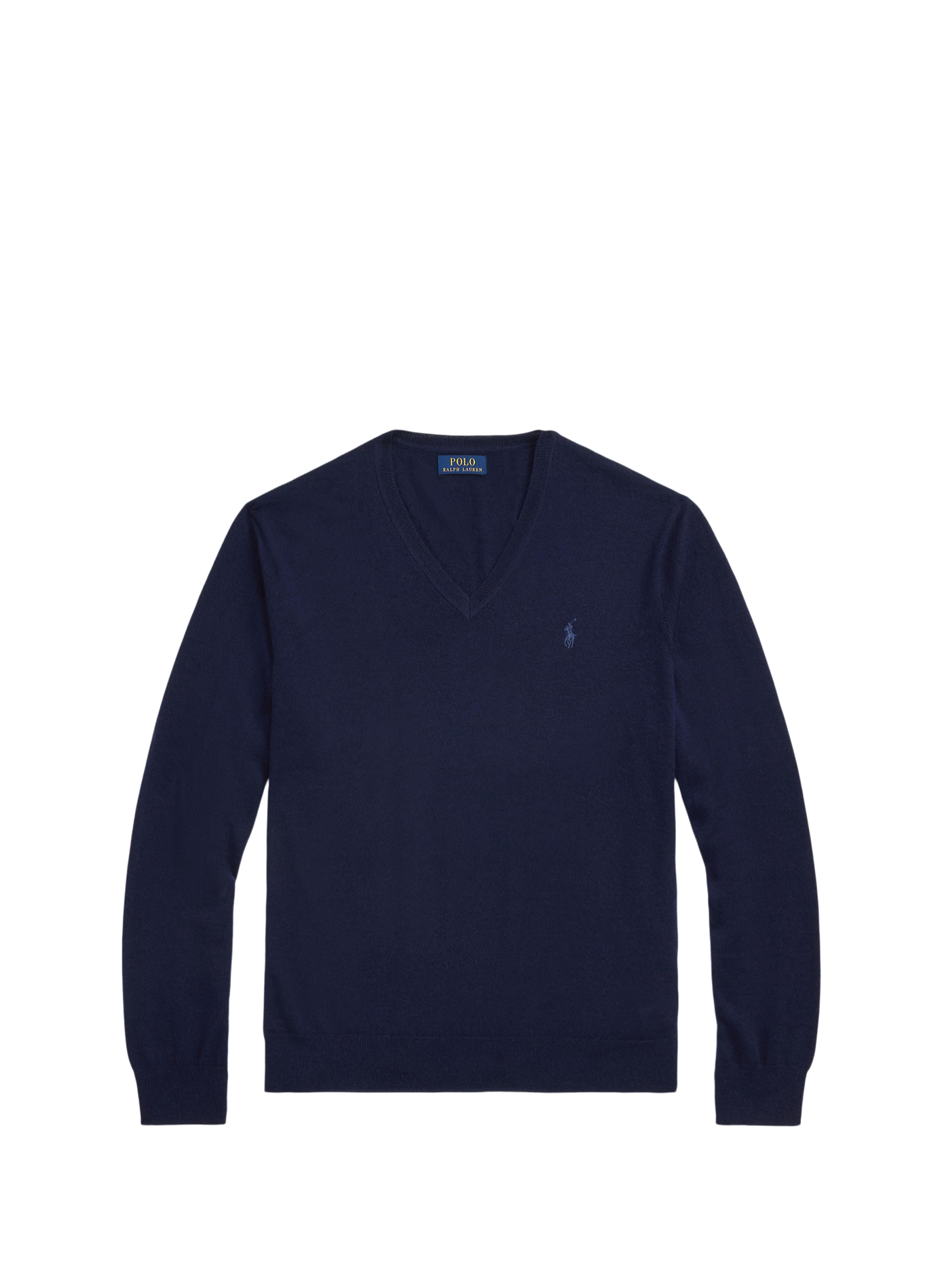 Pull cintré col V en laine POLO RALPH LAUREN Bleu