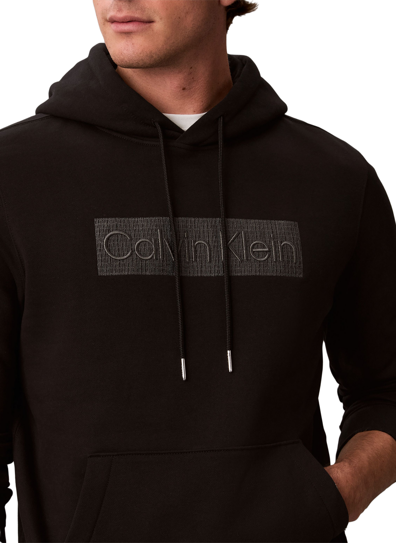 Sweatshirt droit à logo en coton mélangé CALVIN KLEIN Noir