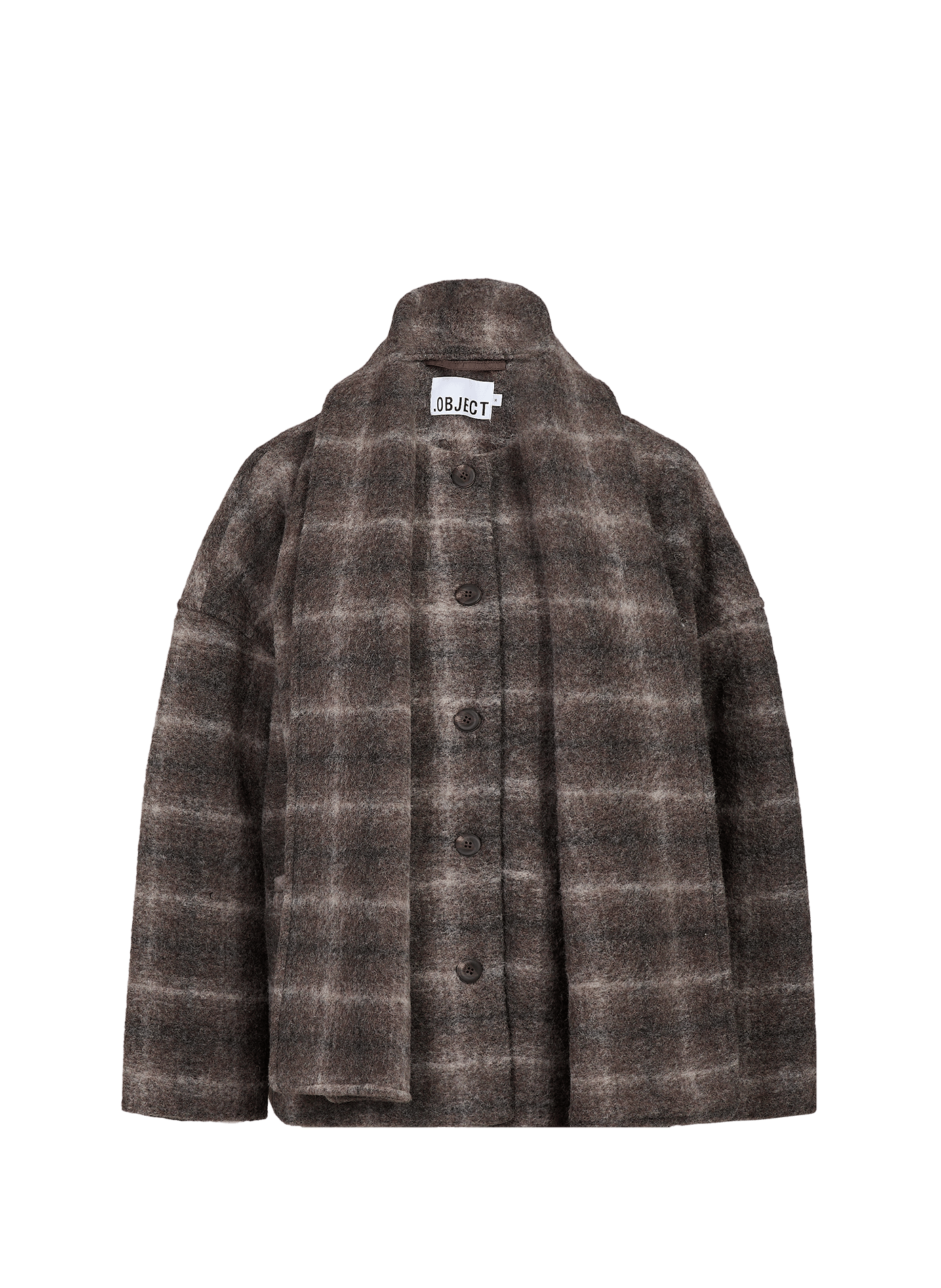 Oversized Karomuster-Jacke OBJECT Braun