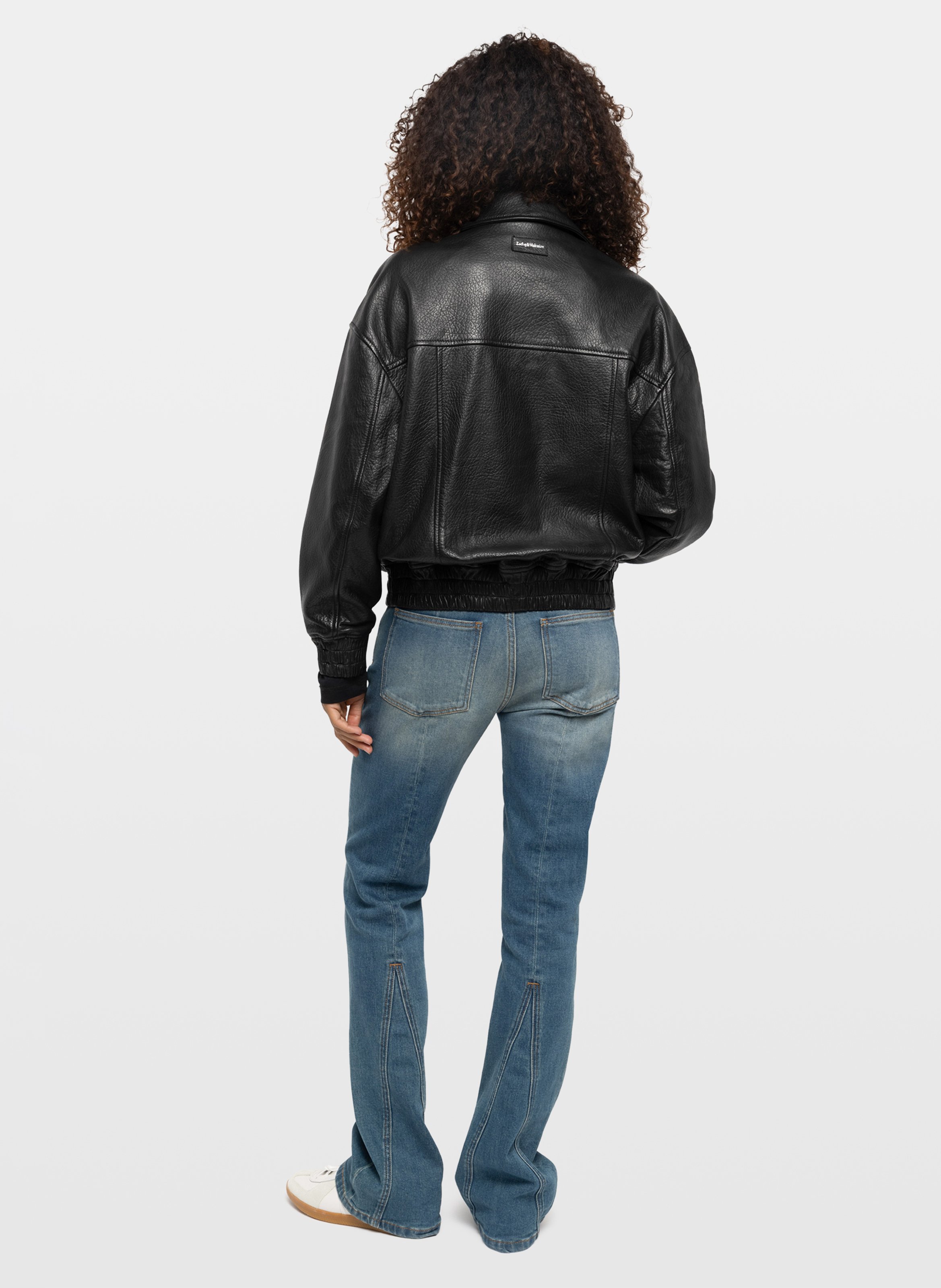 Veste col classique en cuir loriand ZADIG&VOLTAIRE Noir
