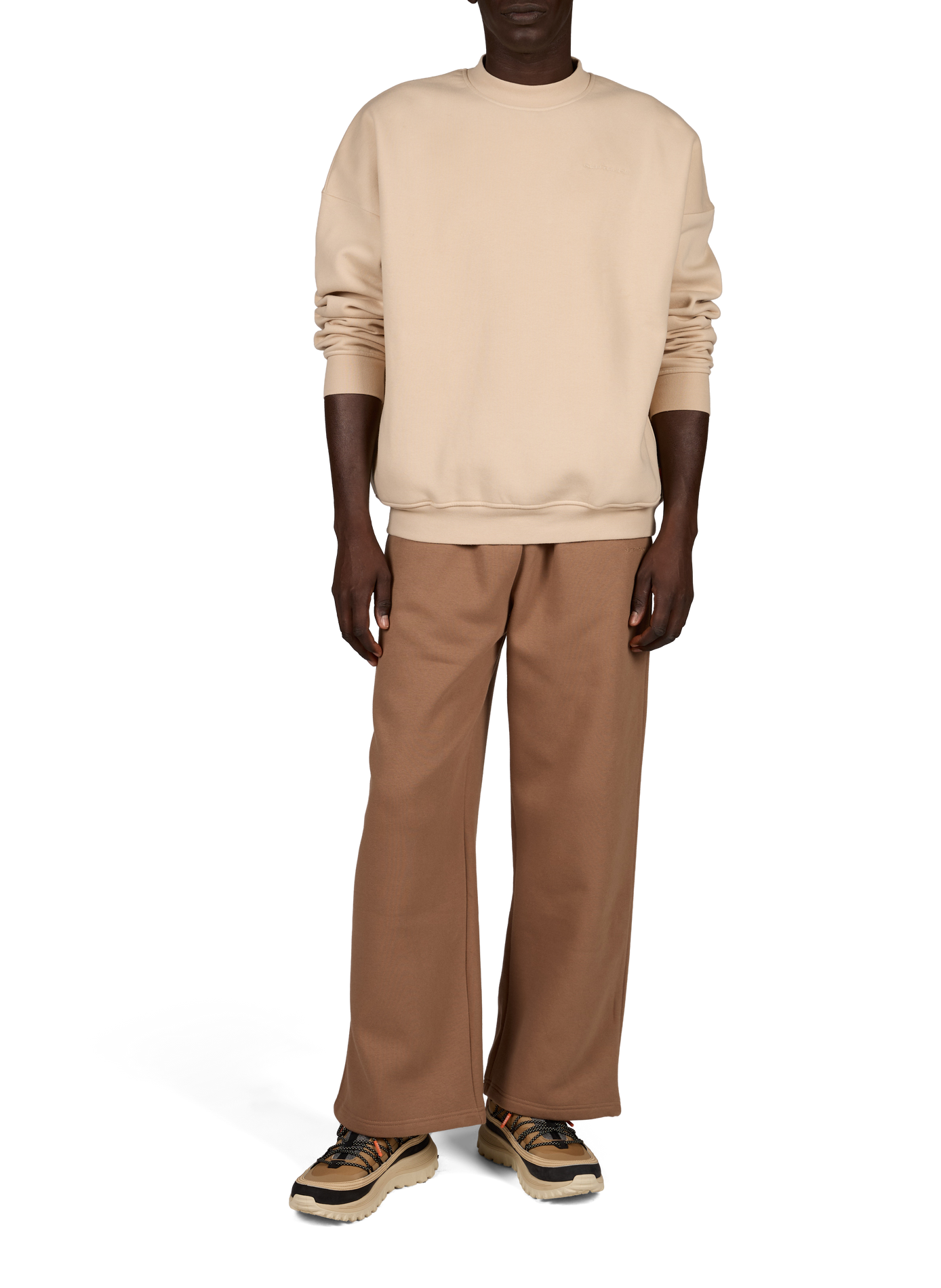 Oversized round neck cotton blend sweater GERTRUDE Beige