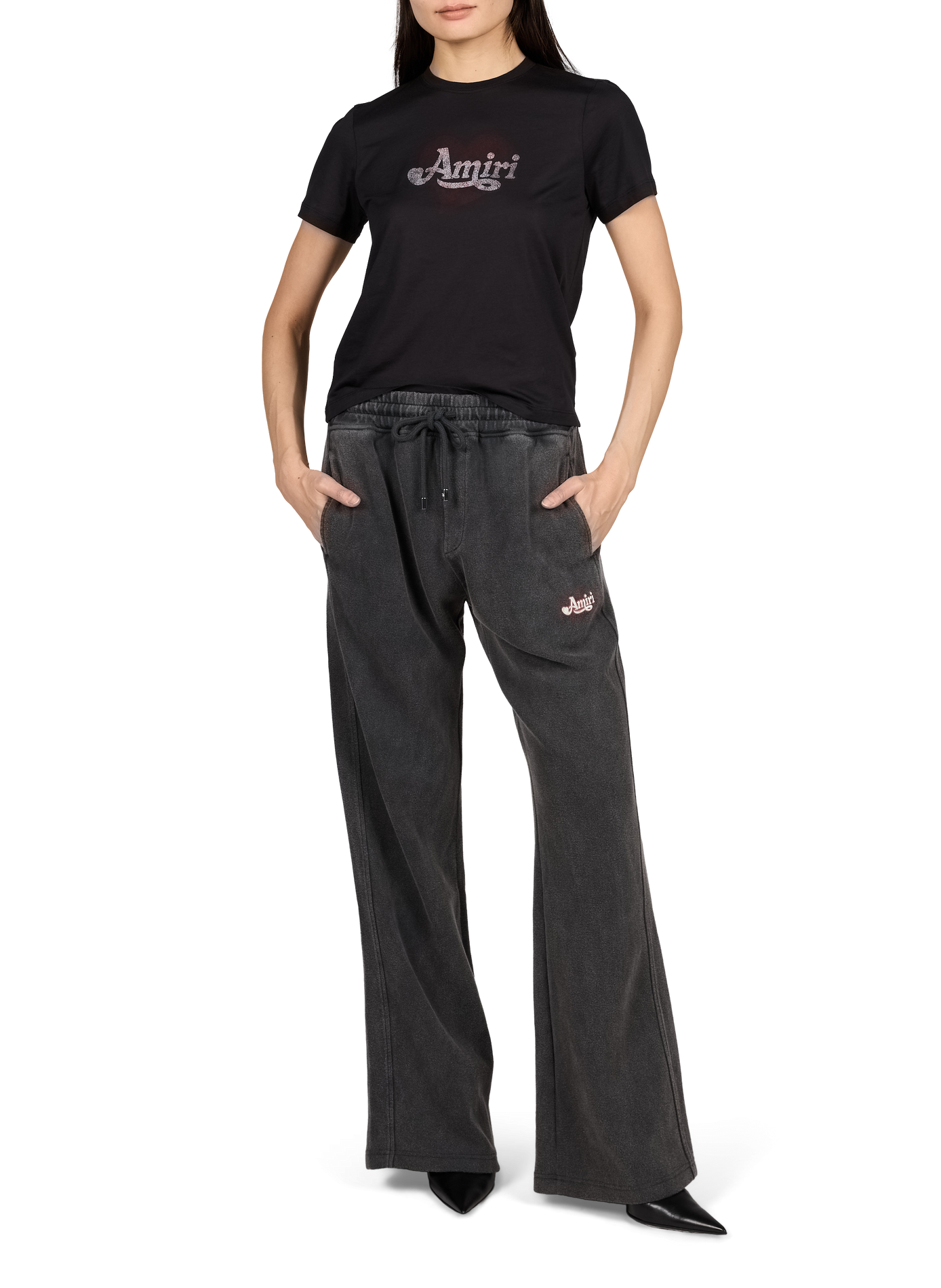 Recht T-shirt met zeefdrukprint AMIRI Zwart