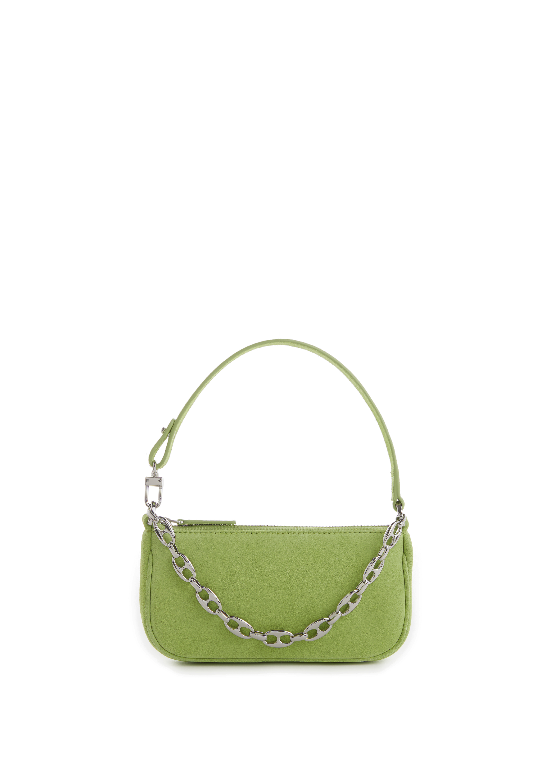 BY FAR Rachel suede mini bag Green