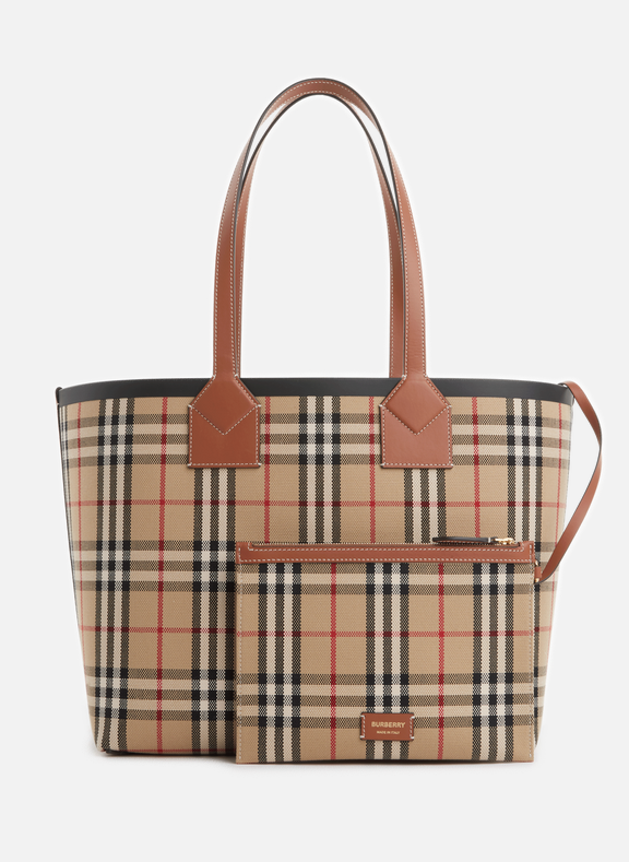 BURBERRY: Large Society Tote Bag in cotton canvas with graphic and