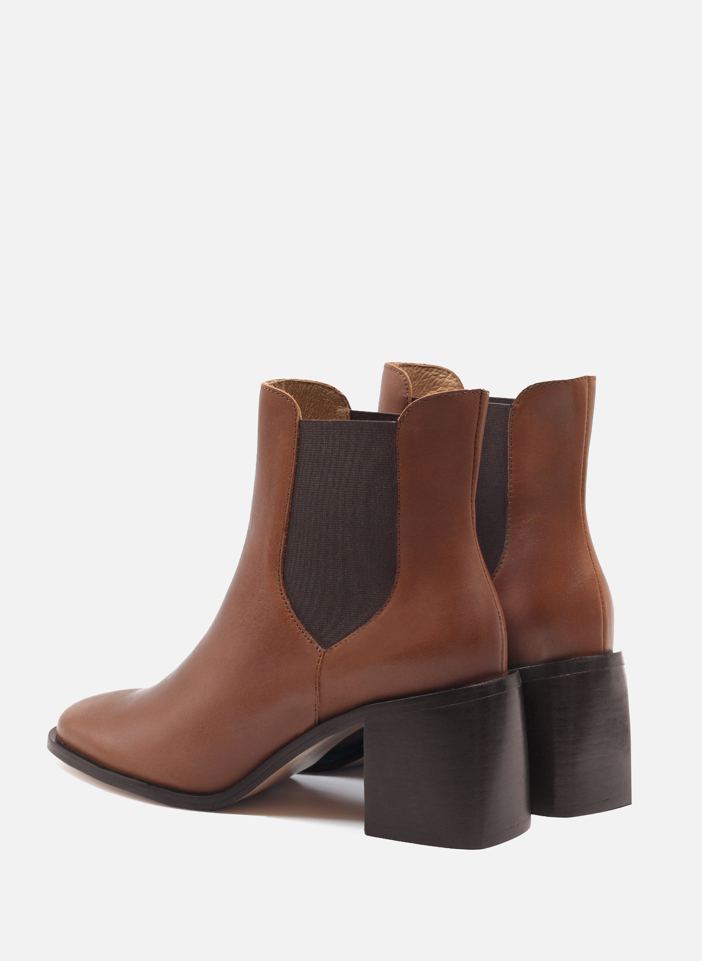 Bottines chelsea talon cuir lisse JULES & JENN Marron