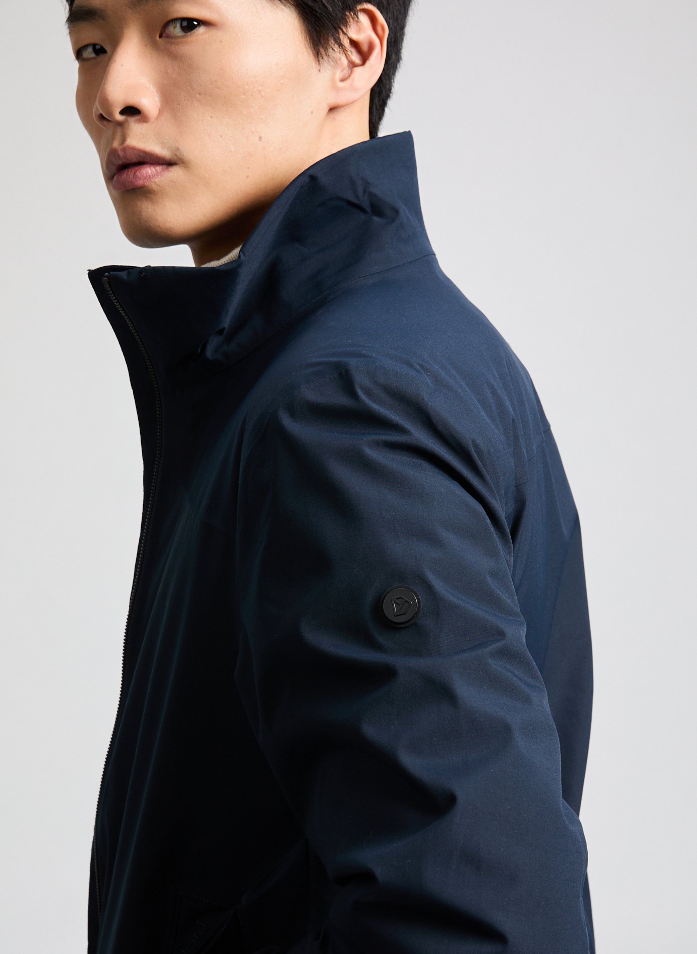 Veste ajustée à col montant Bleu