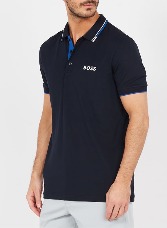 Polo en coton mélangé Bleu by BOSS BOSS Polo en coton mélangé Bleu