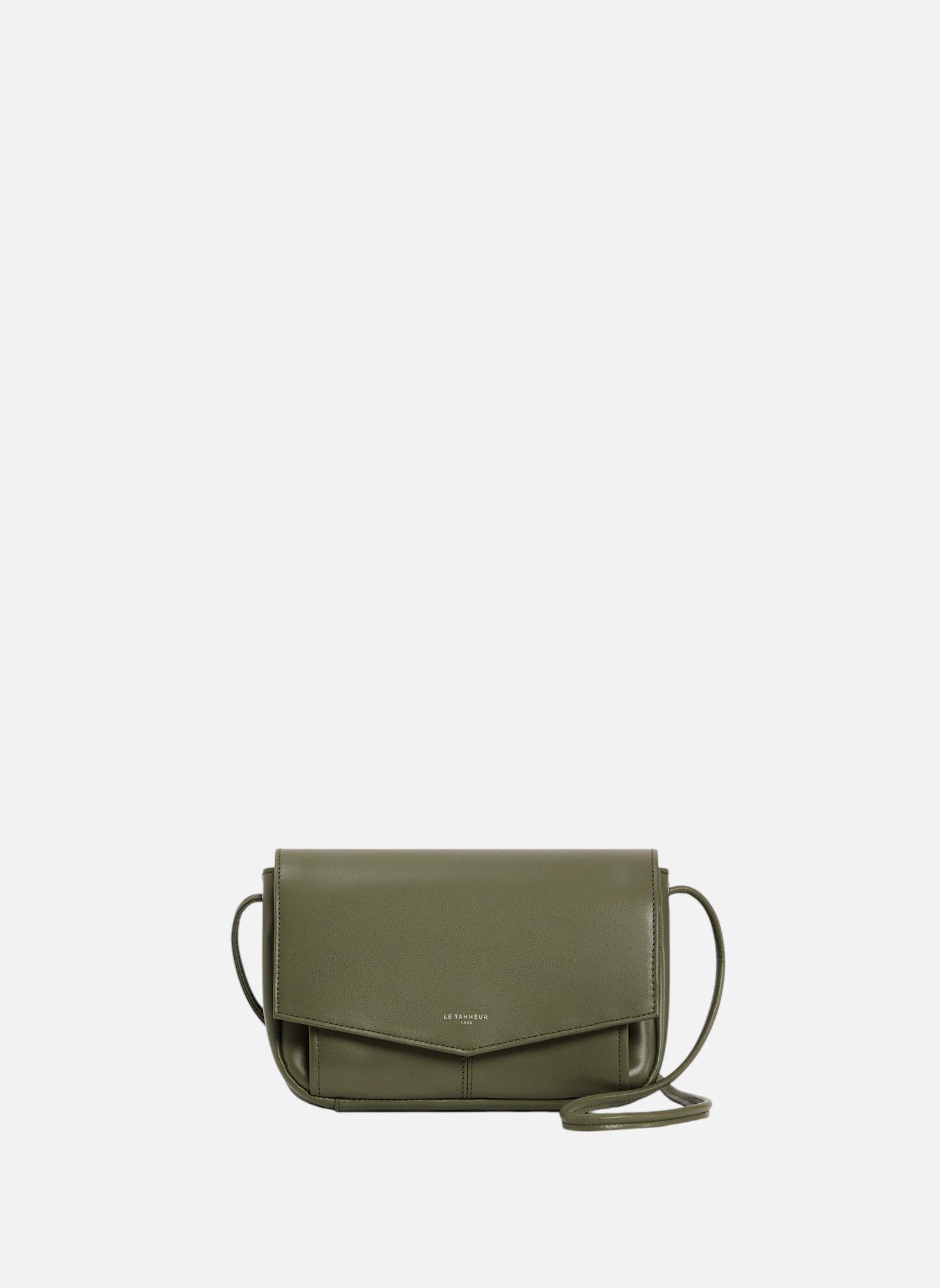 Sac pochette avec bandoulière amovible charlotte en cuir lisse LE TANNEUR Vert