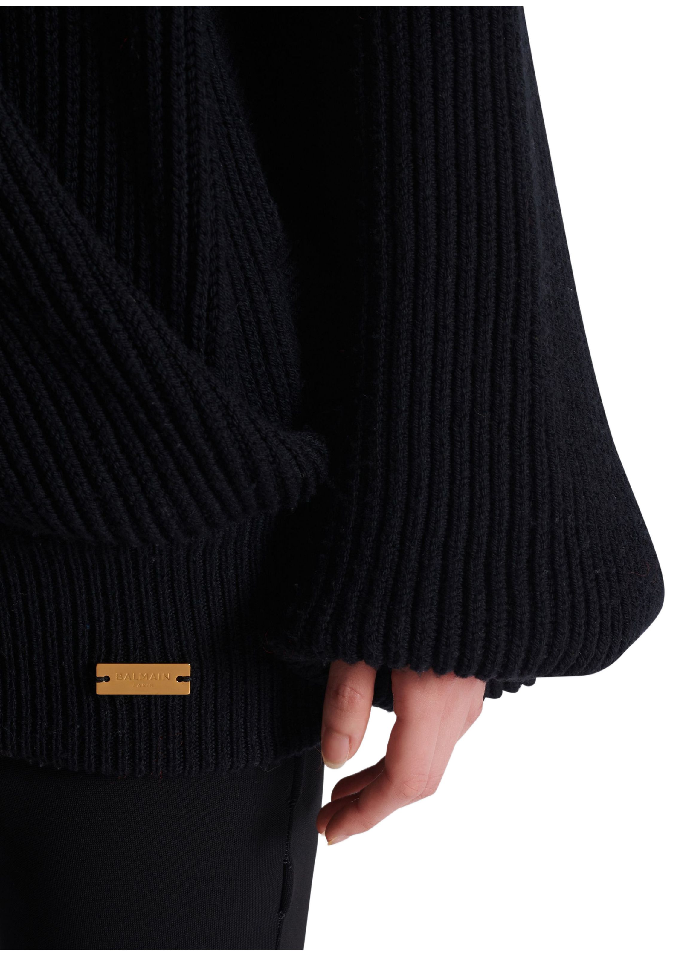 Pull oversize en maille à capuche BALMAIN Noir