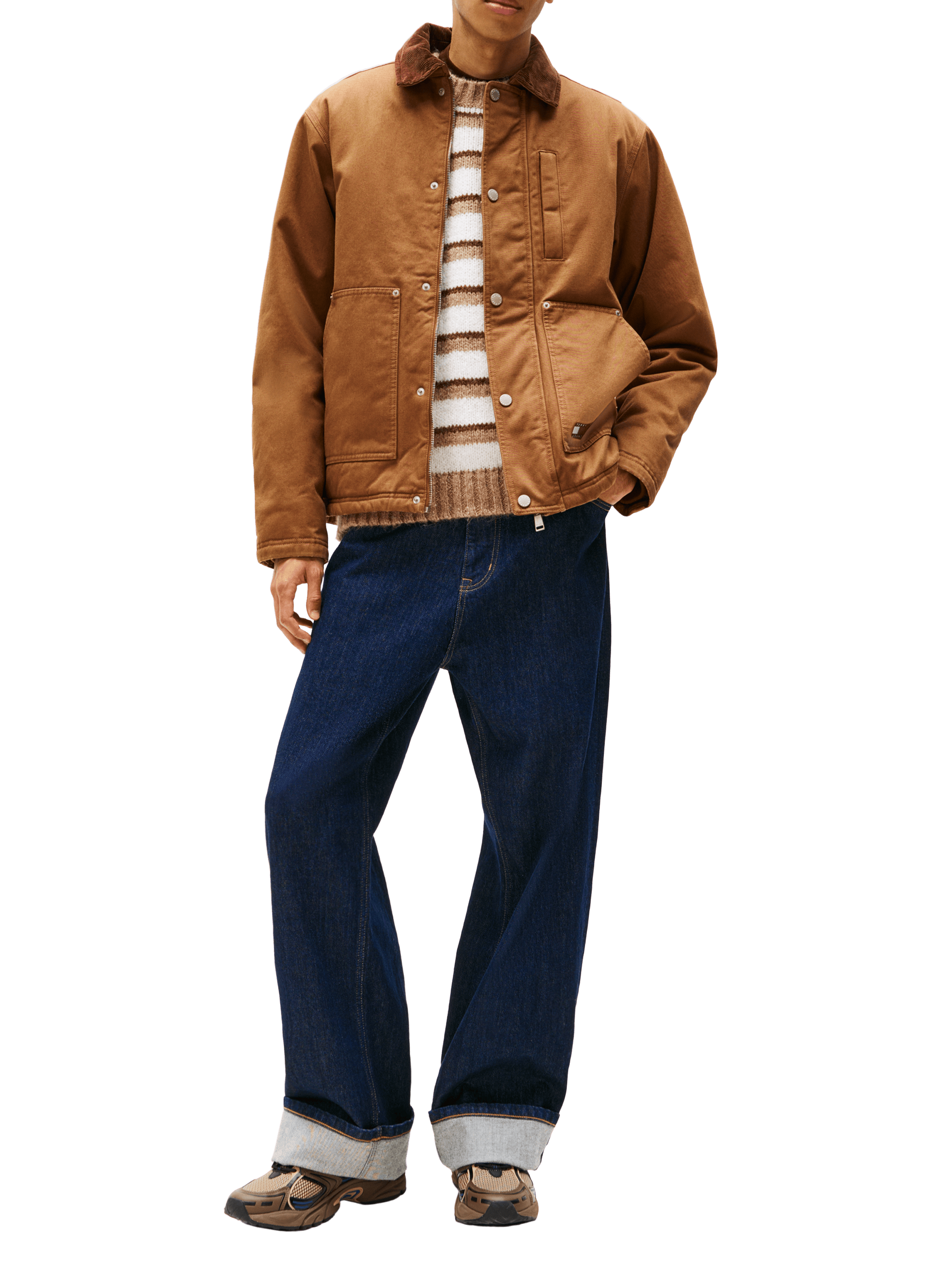 Blouson en coton à col côtelé TOMMY HILFIGER Marron