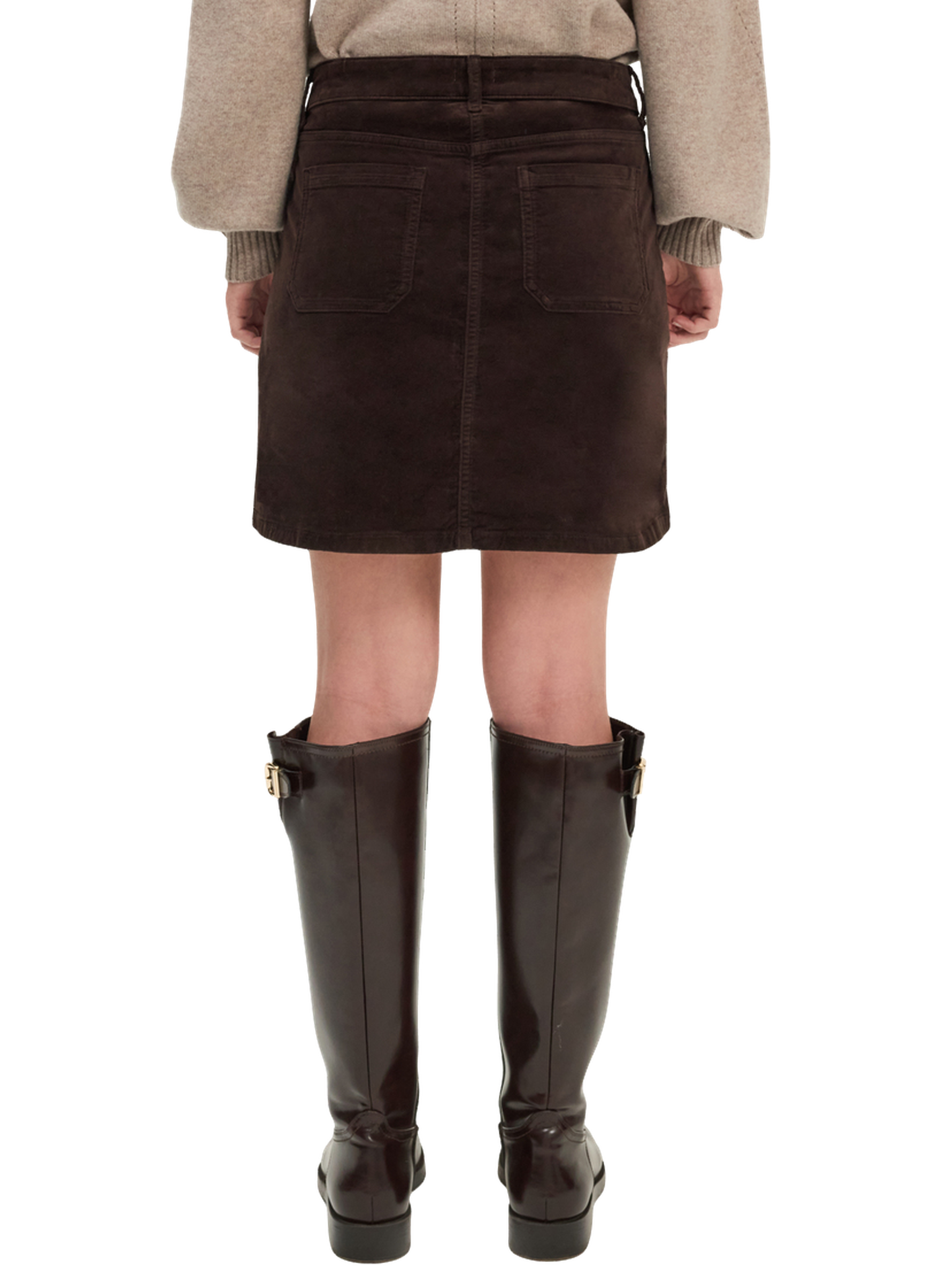 Mini-jupe en velours aux mors dorés - blanka PABLO Marron