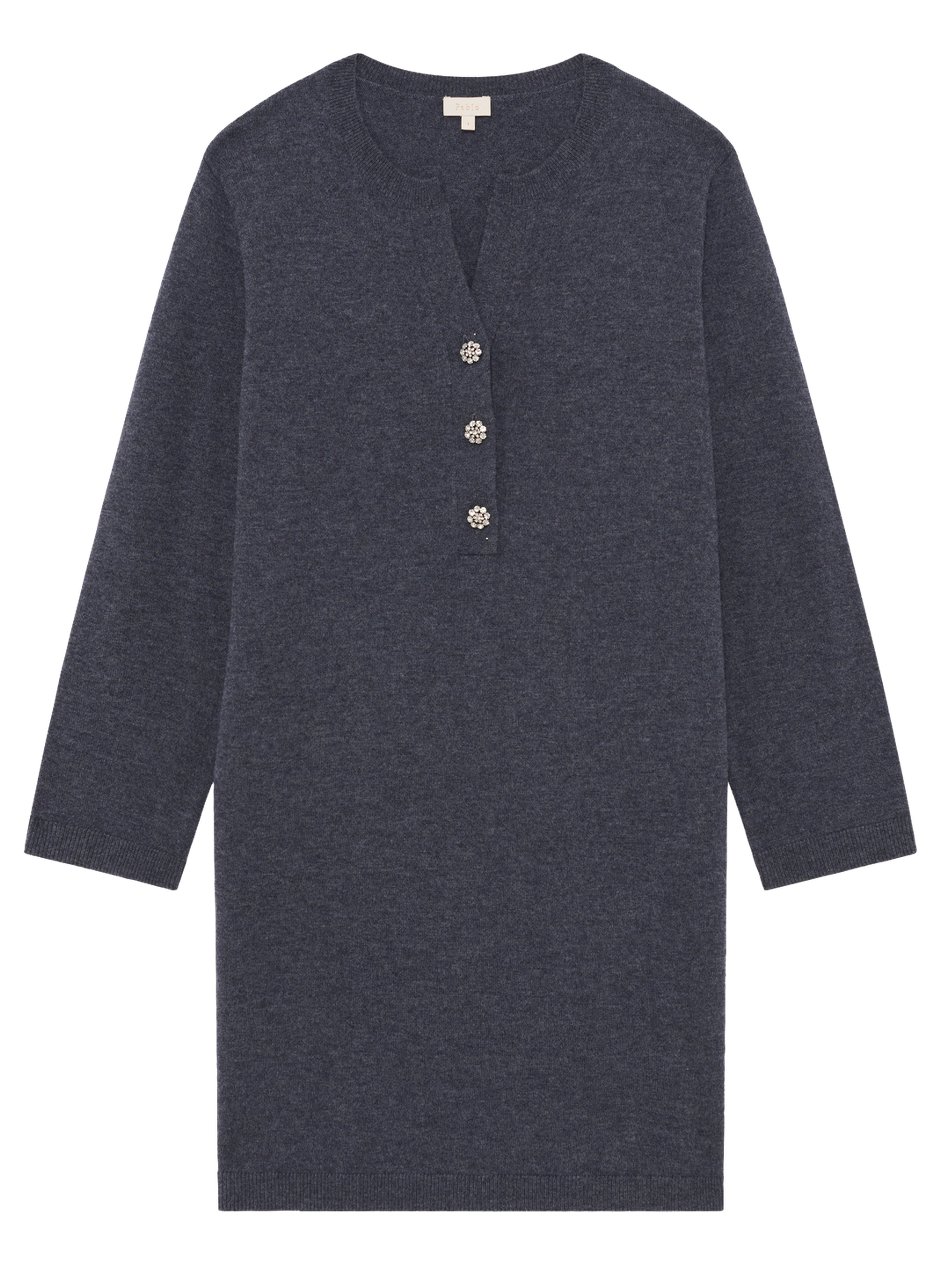 Robe courte en laine à strass - lorna PABLO Gris