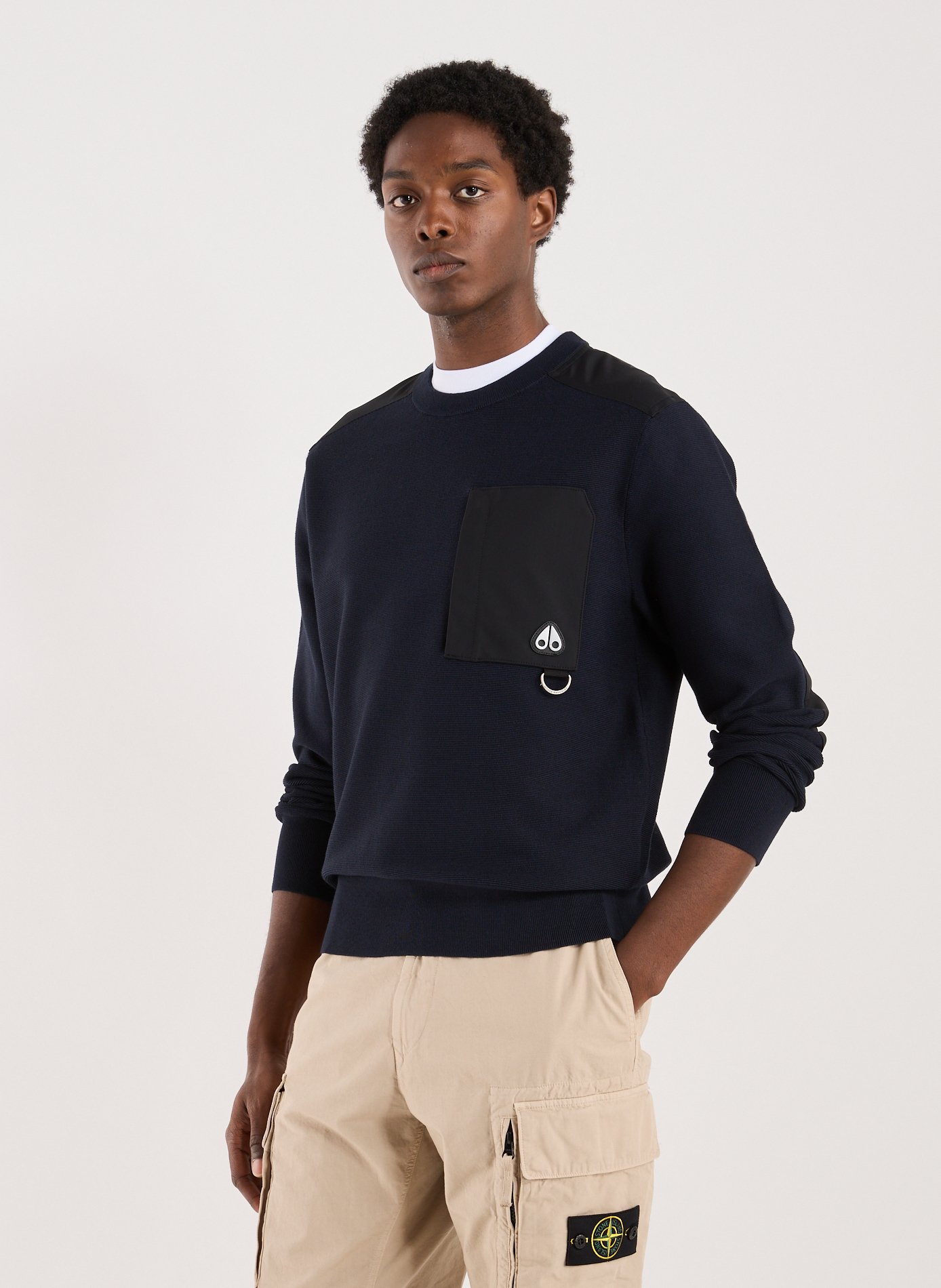 MOOSE KNUCKLES Sweatshirt texturé bi-matière Bleu