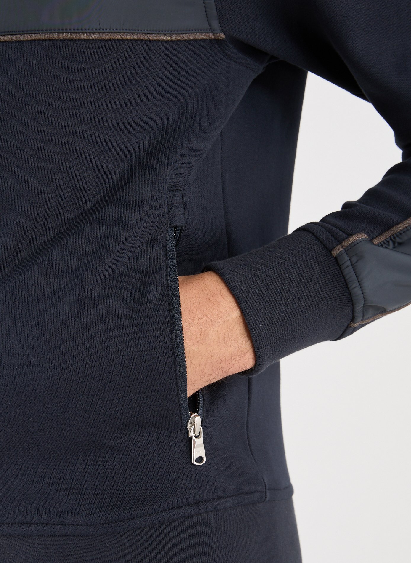 Sweatshirt zippé à capuche en coton mélangé EDEN PARK Bleu