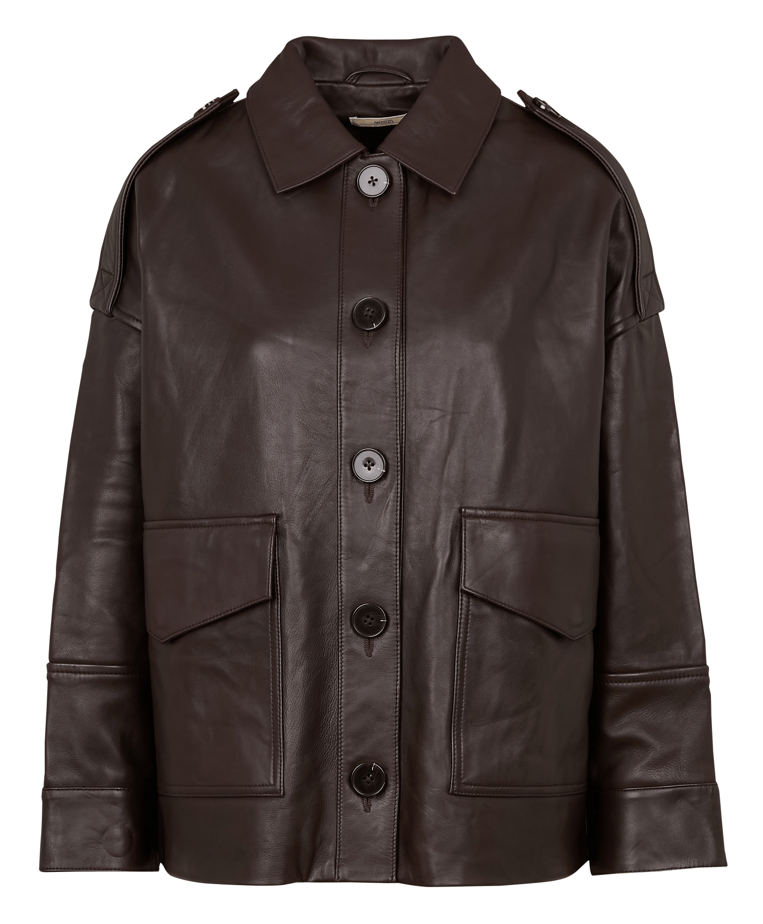 Veste ample boutonnée en cuir harriboyd Marron