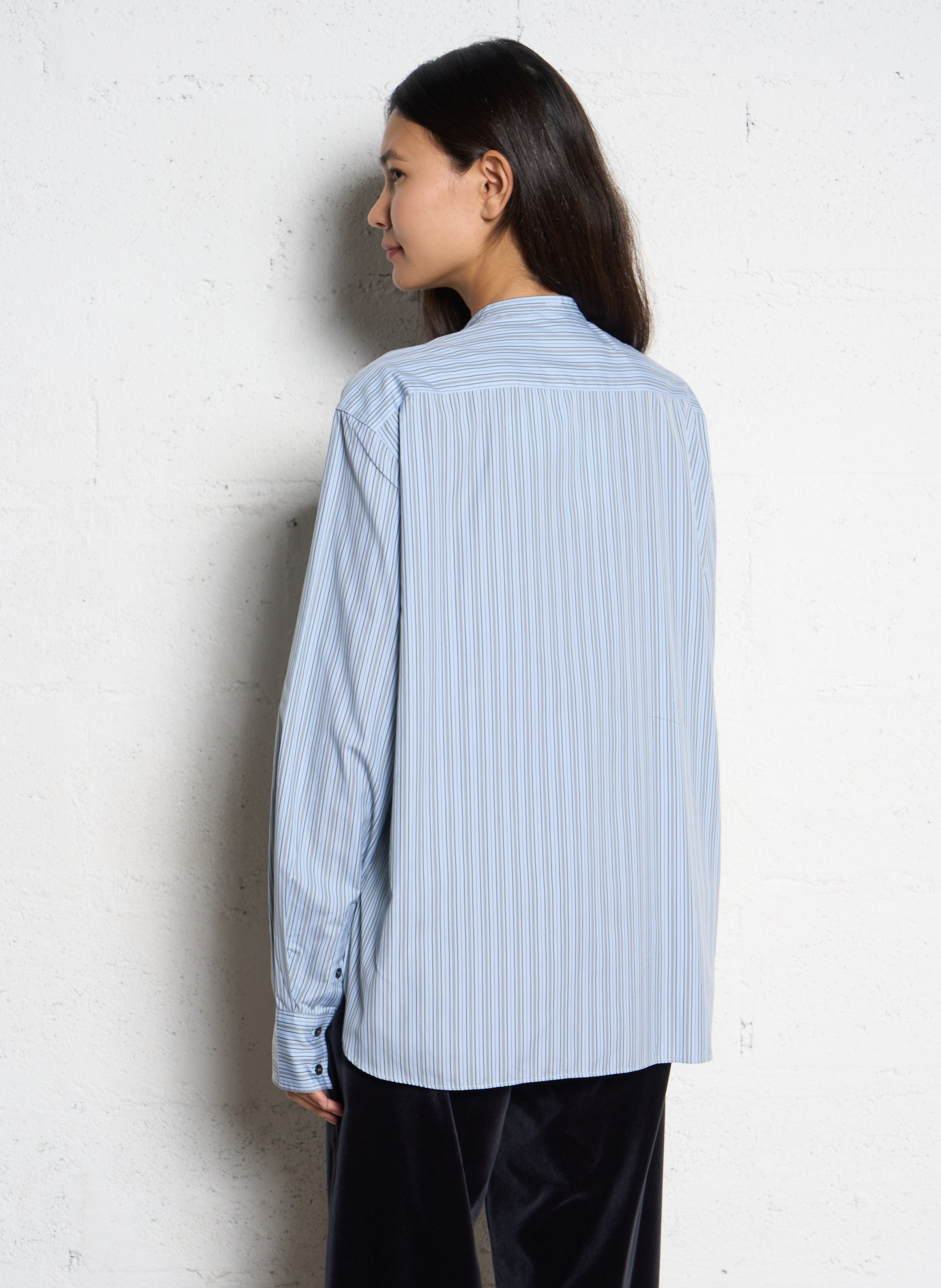 Chemise col mao rayée en coton formentera SOEUR Multicolore