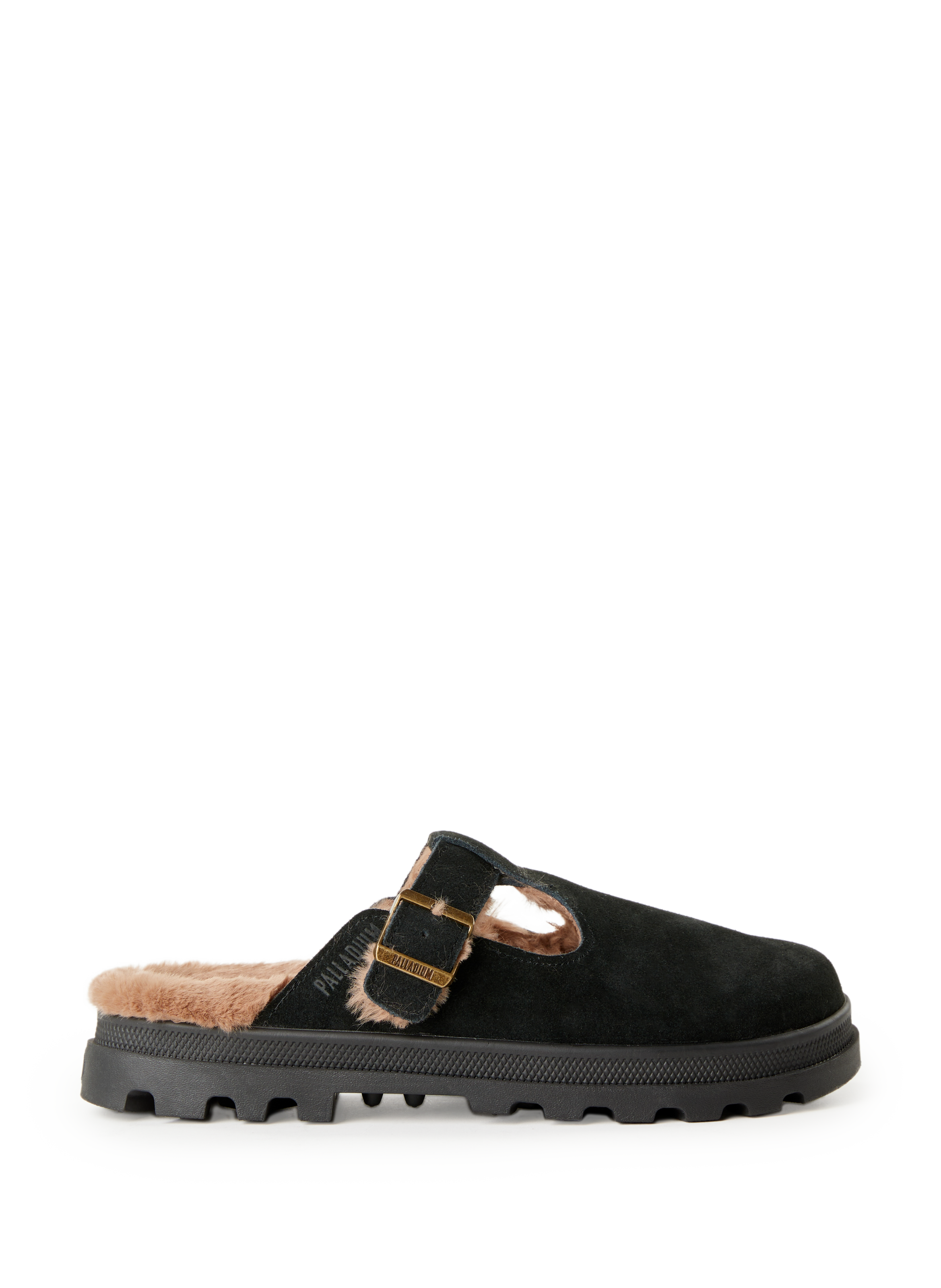 PALLADIUM Leather indoor fur mules Black